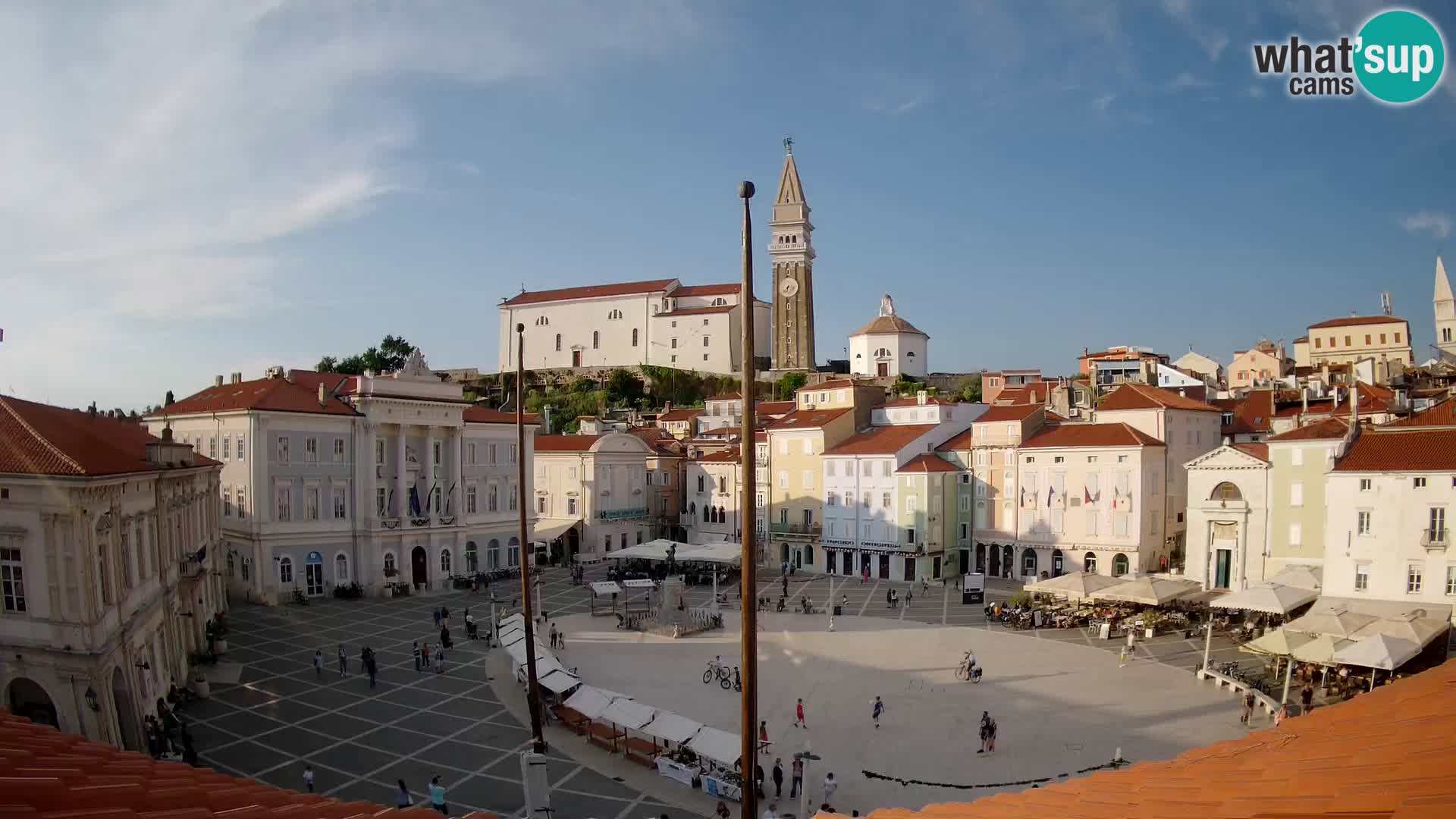 Webcam Piran Tartini square from “Mestna Kavarna”