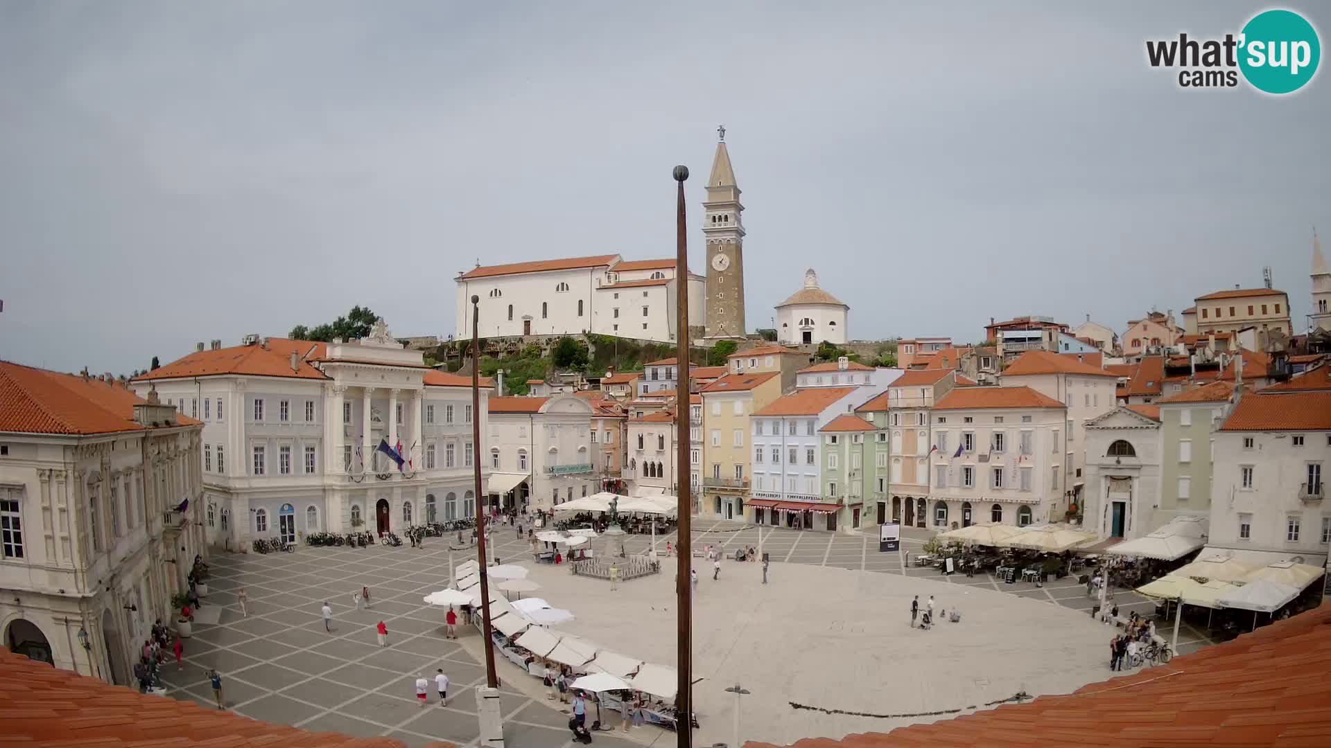 Spletna kamera Piran – trg Tartini z “Mestne Kavarne”