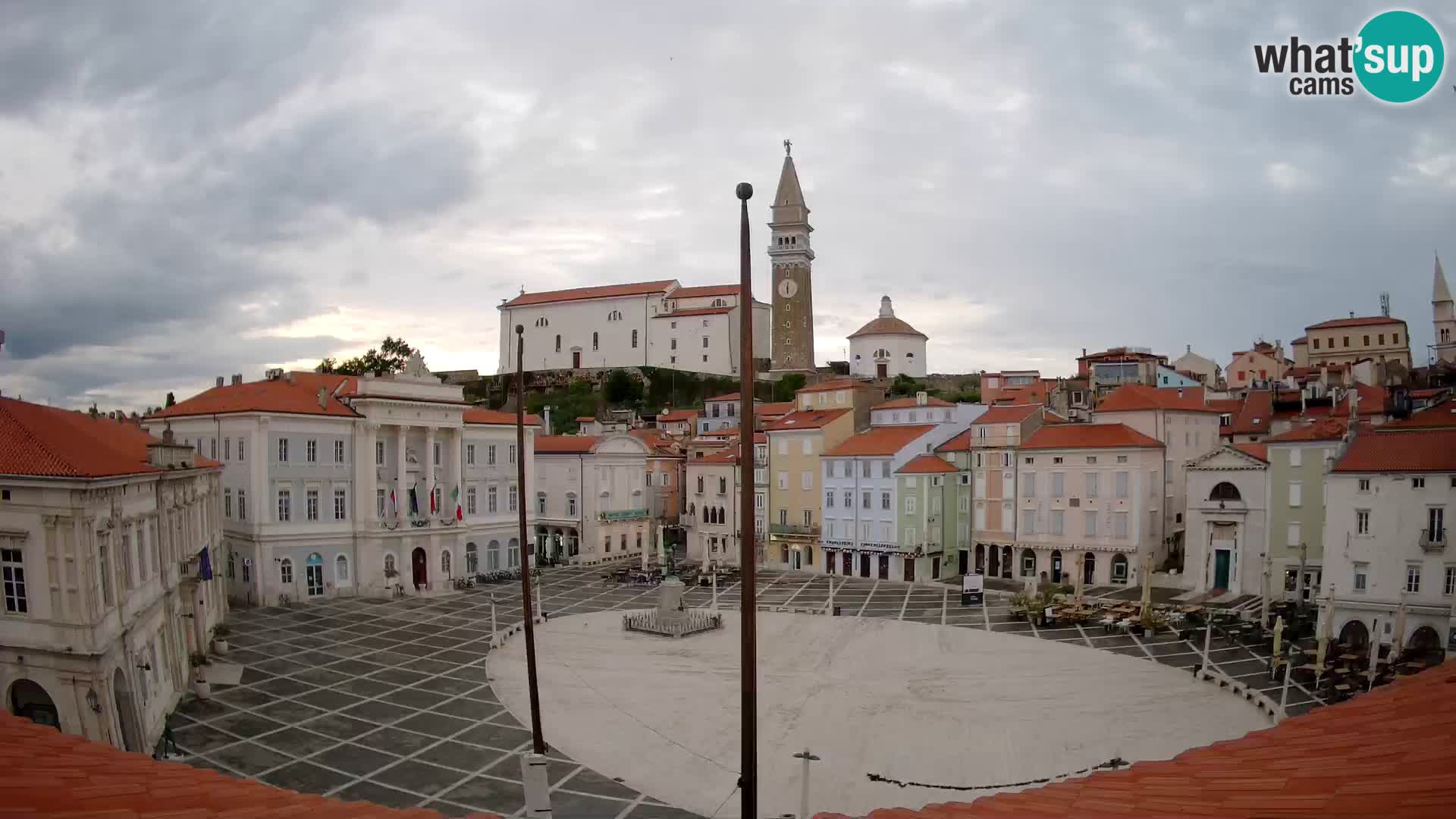 Webcam Piran Tartini square from “Mestna Kavarna”