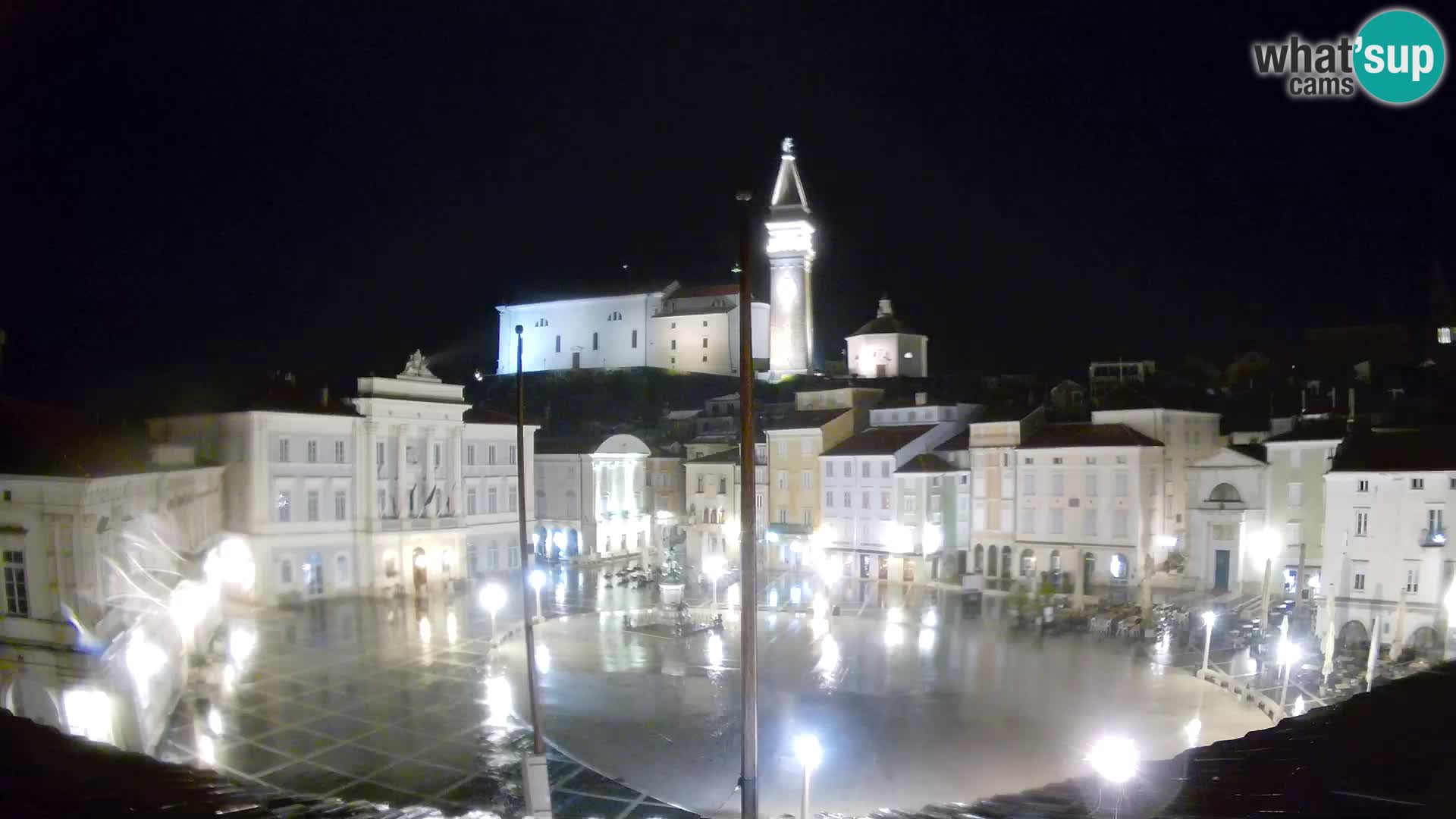 Webcam Piran Tartini square from “Mestna Kavarna”