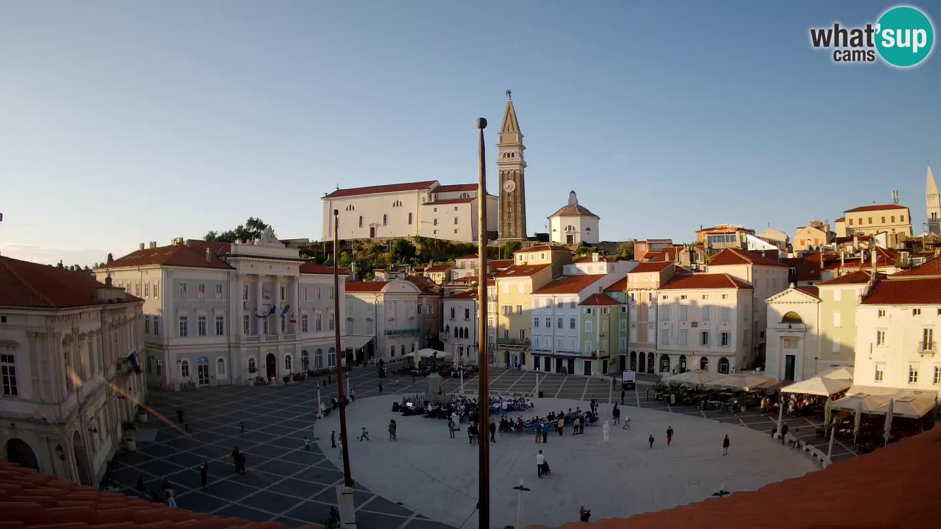 Webcam Piran Tartini square from “Mestna Kavarna”