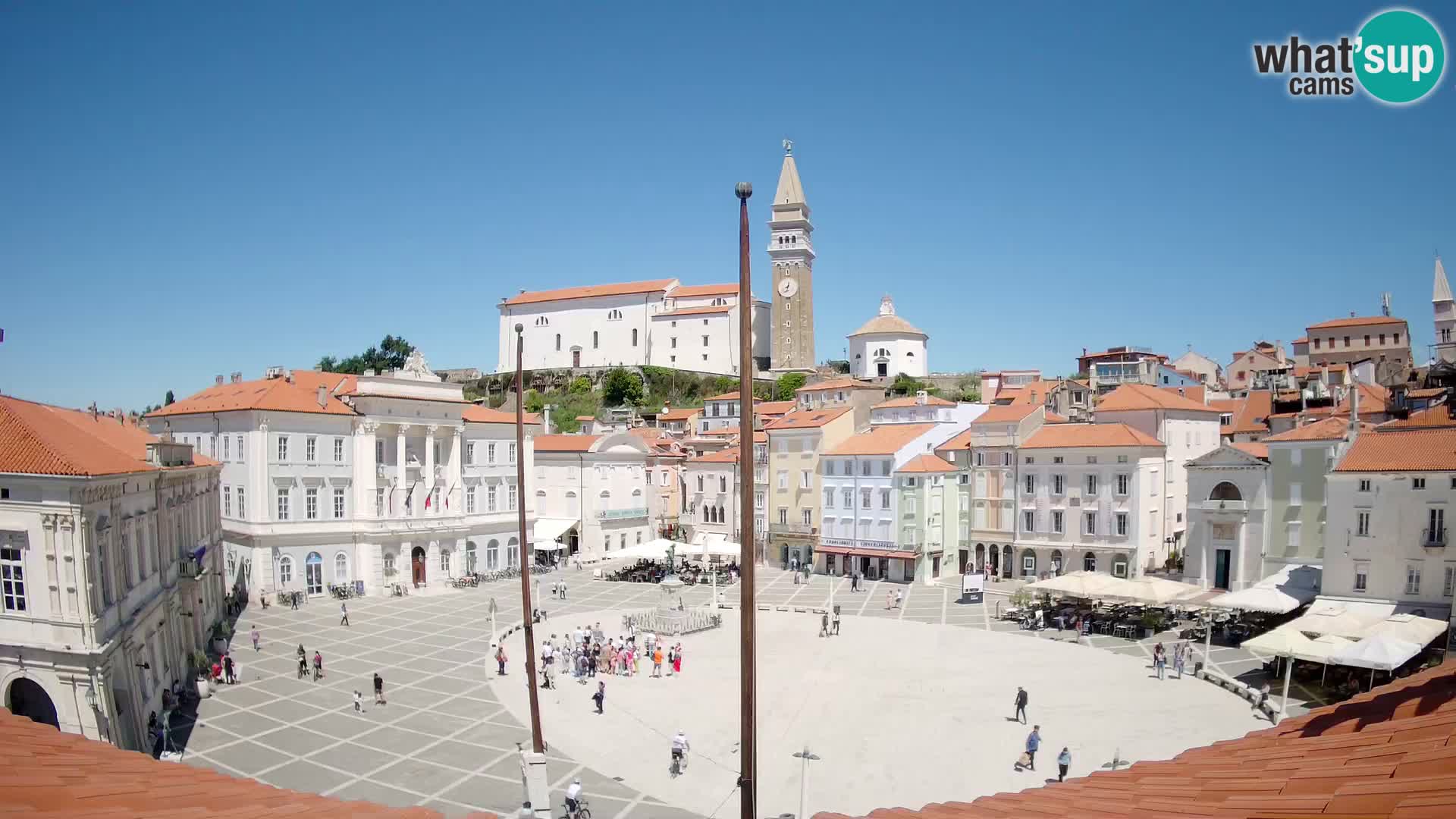 Webcam Piran Tartini square from “Mestna Kavarna”