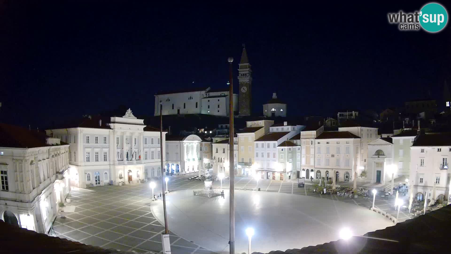 Webcam Piran Tartini square from “Mestna Kavarna”