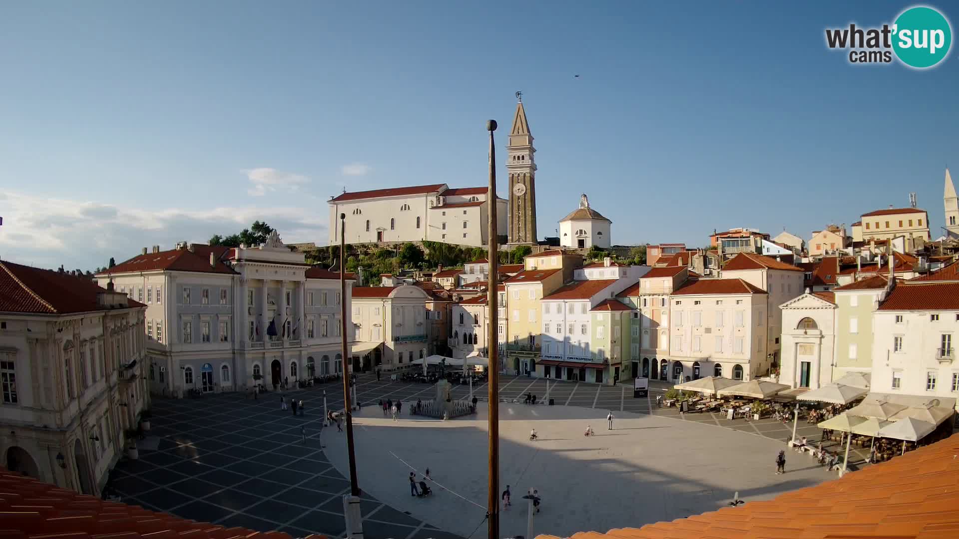 Webcam Piran Tartini square from “Mestna Kavarna”