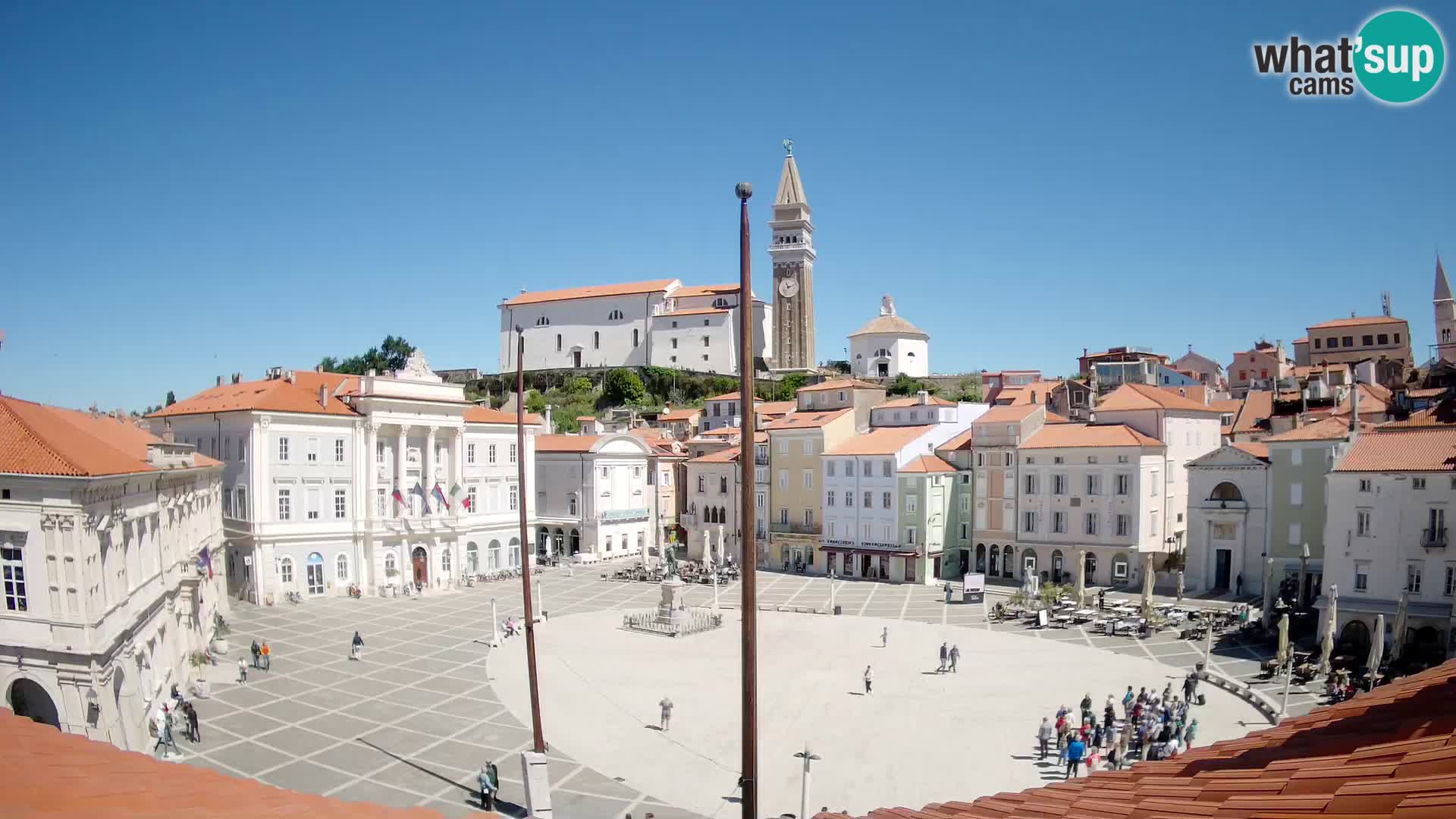 Webcam Piran Tartini square from “Mestna Kavarna”