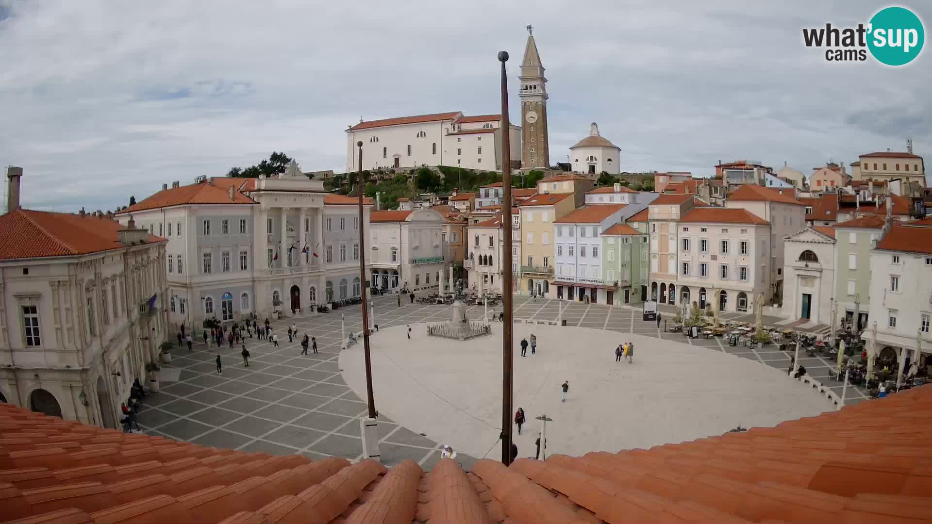 Webcam Piran Tartini square from “Mestna Kavarna”