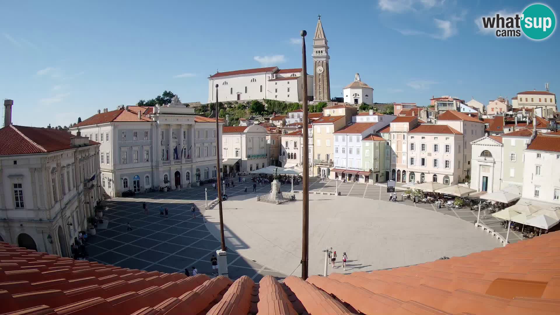 Webcam Piran Tartini square from “Mestna Kavarna”