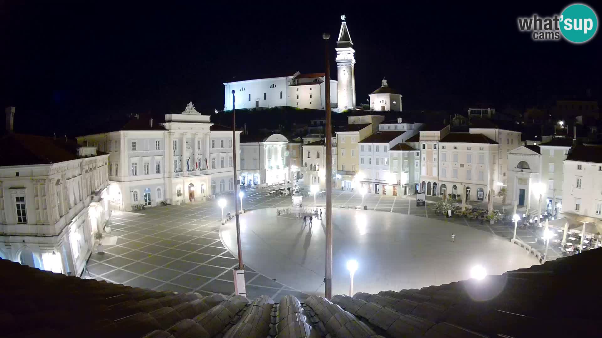 Webcam Piran Tartini square from “Mestna Kavarna”