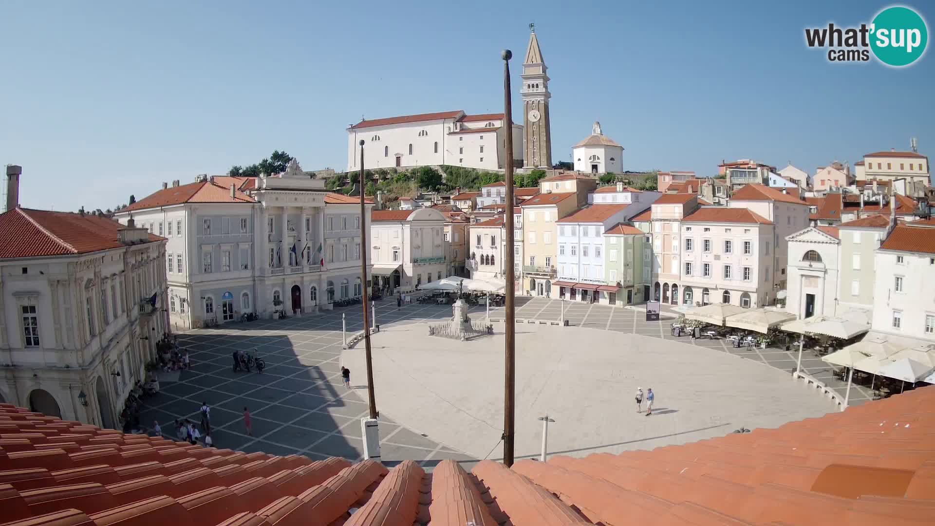 Webcam Piran Tartini square from “Mestna Kavarna”