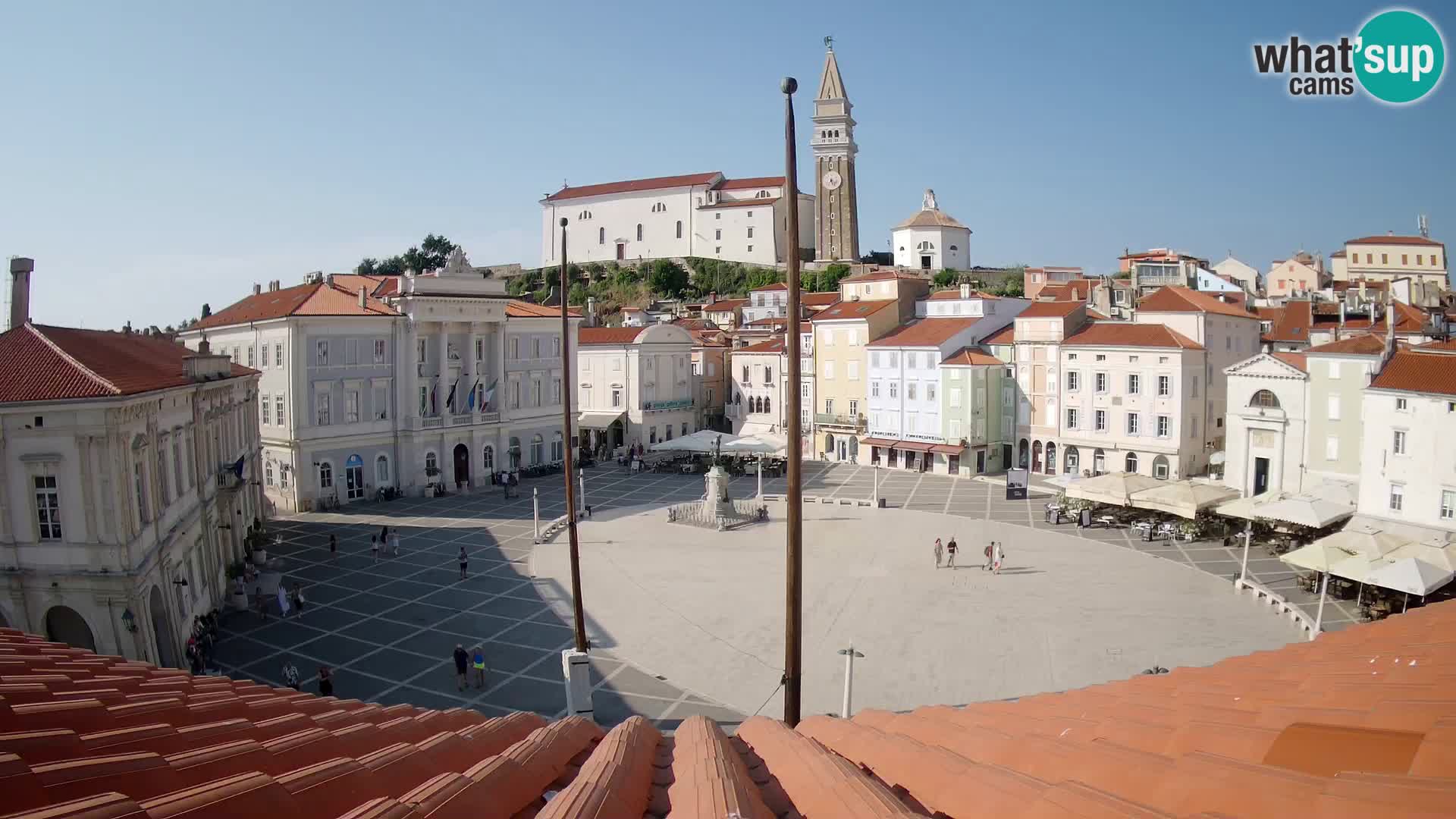 Webcam Piran Tartini square from “Mestna Kavarna”