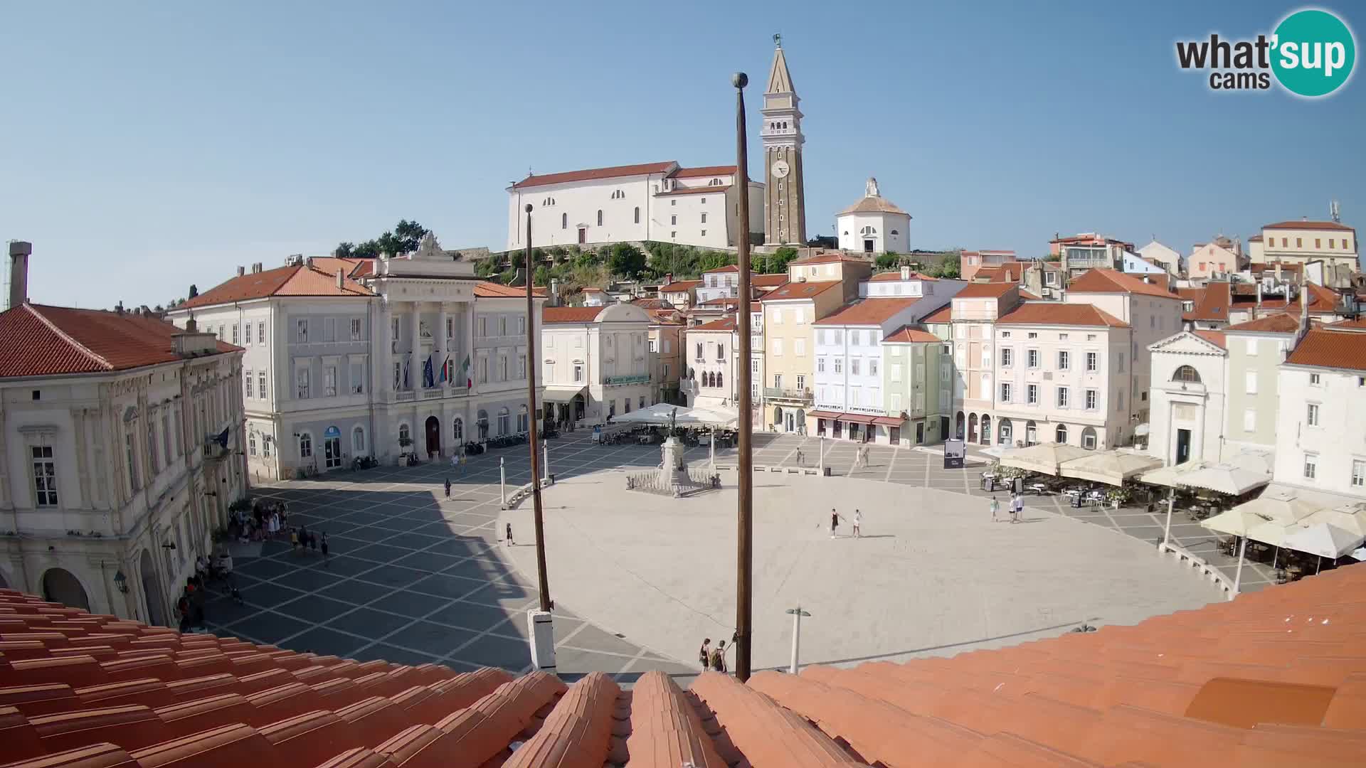 Webcam Piran Tartini square from “Mestna Kavarna”