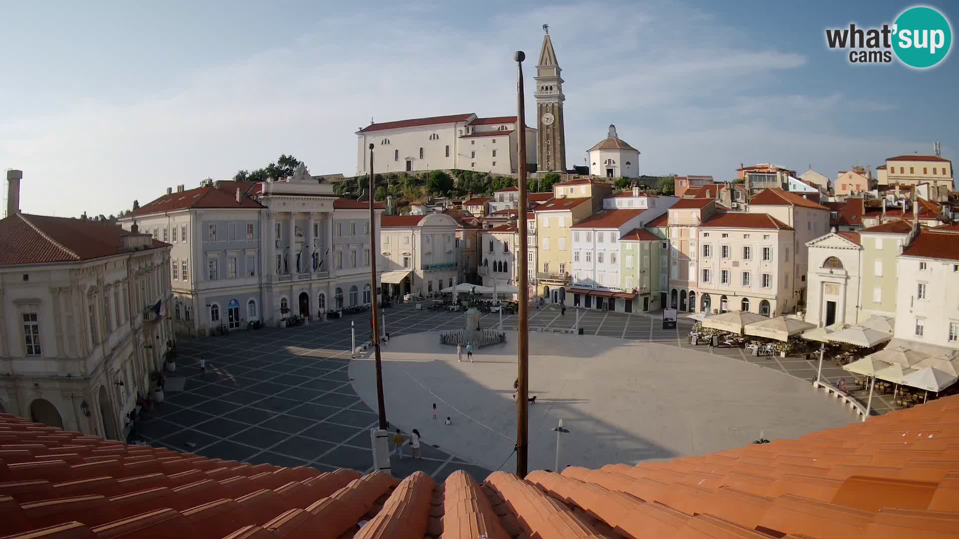Webcam Piran Tartini square from “Mestna Kavarna”