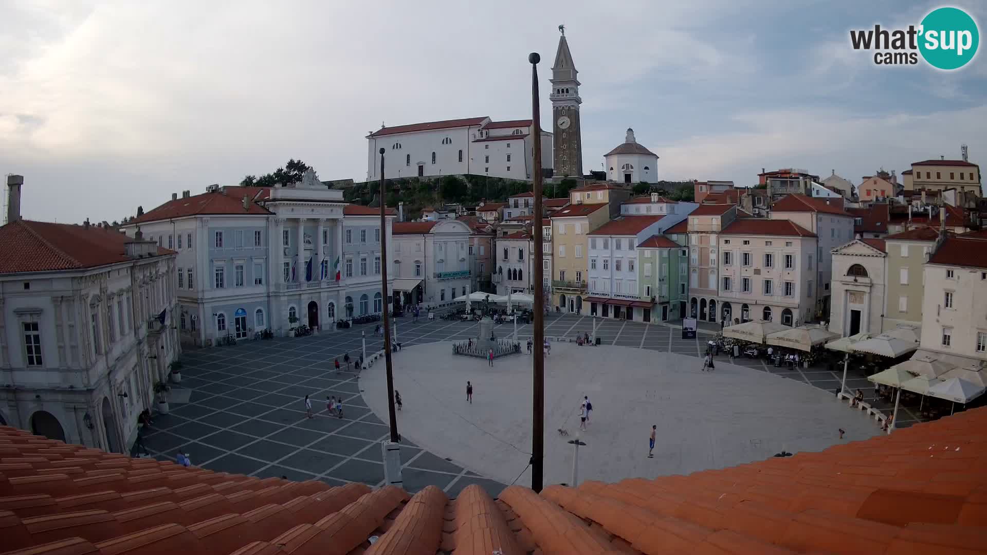 Webcam Piran Tartini square from “Mestna Kavarna”
