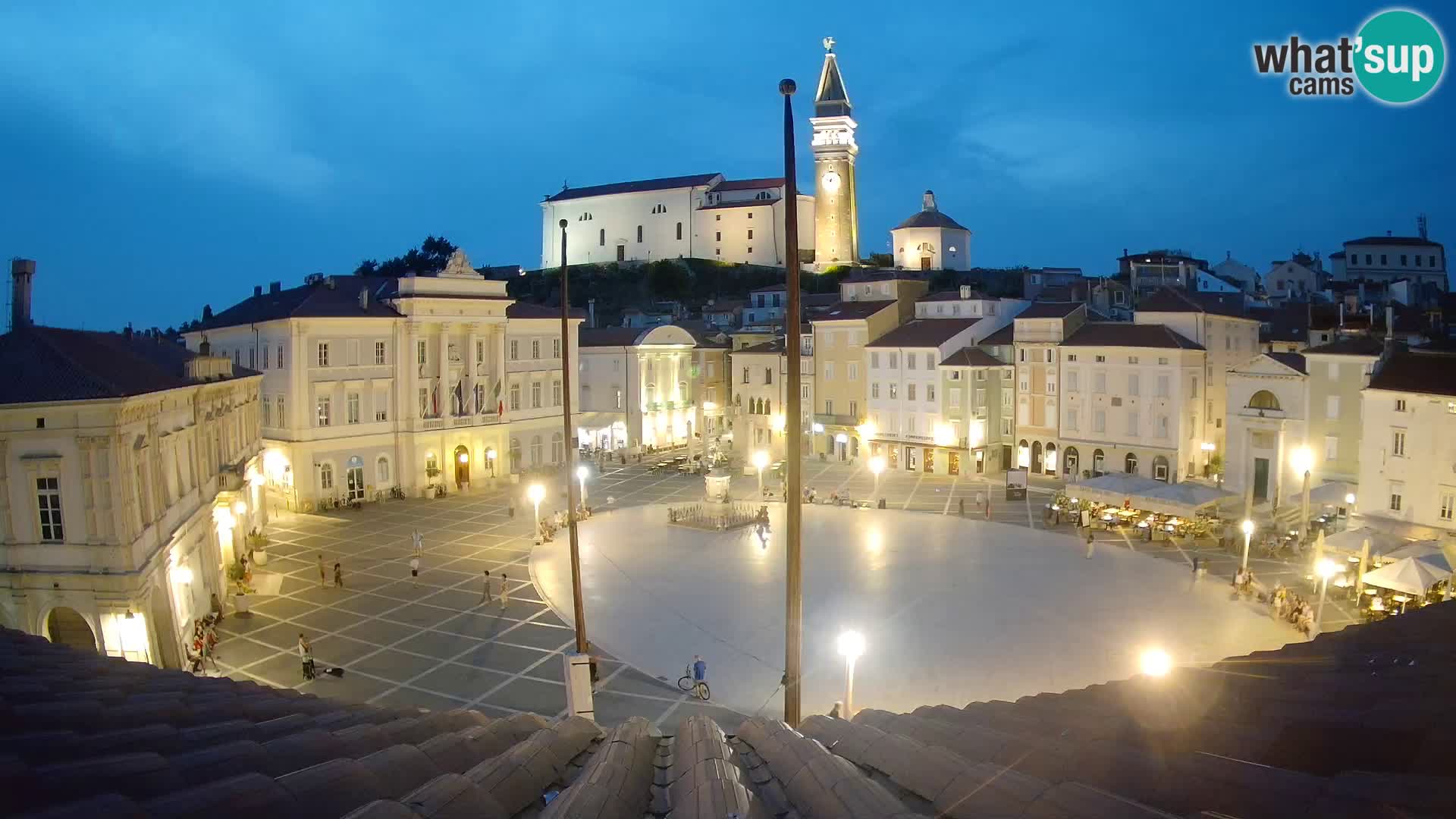 Webcam Piran Tartini square from “Mestna Kavarna”