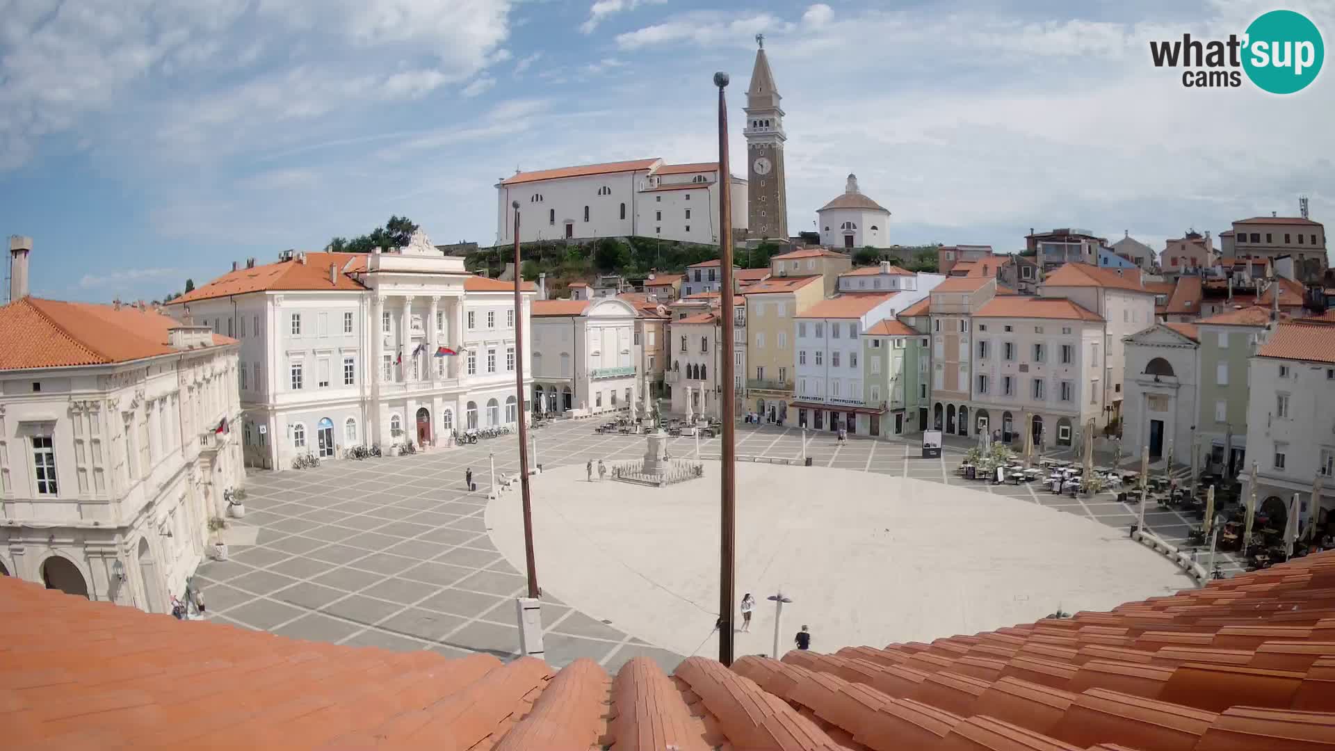 Webcam Piran Tartini square from “Mestna Kavarna”