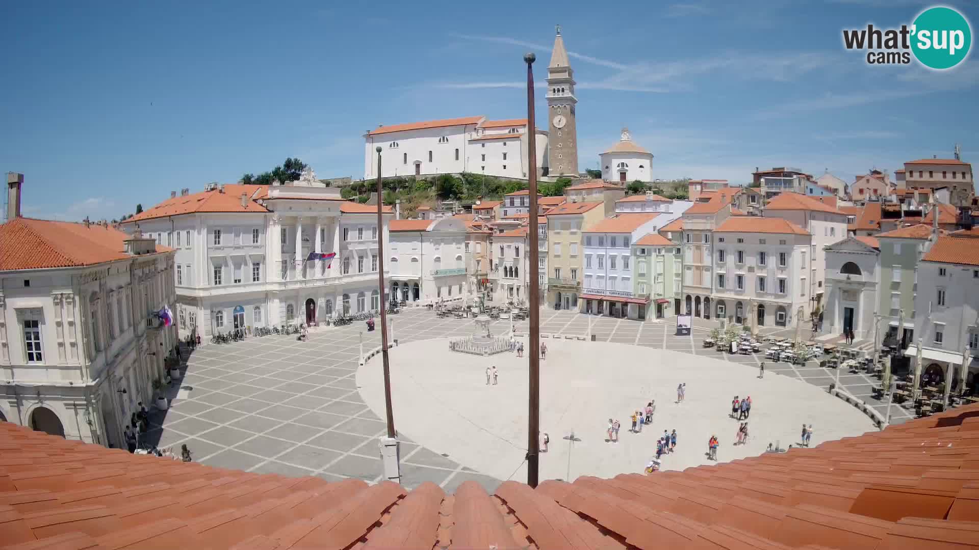Webcam Piran Tartini square from “Mestna Kavarna”