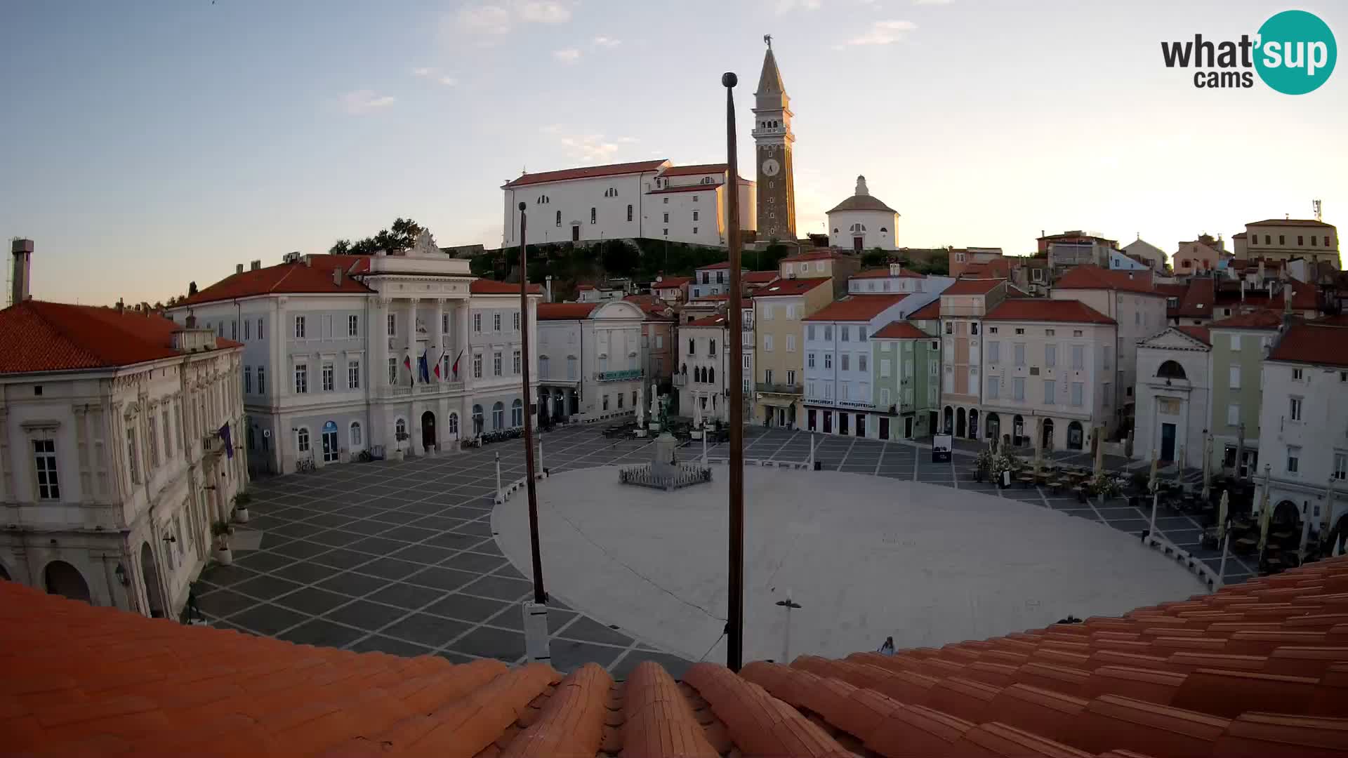 Webcam Piran Tartini square from “Mestna Kavarna”