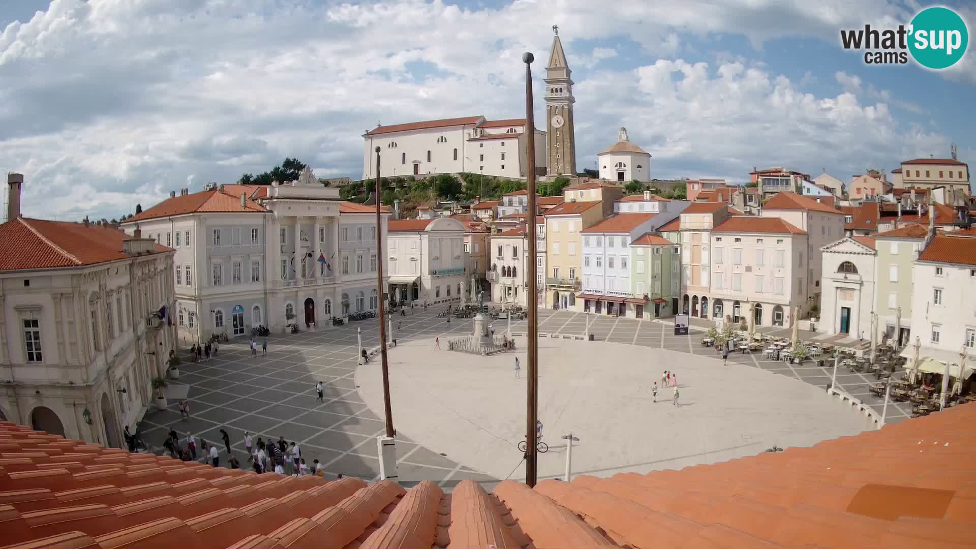 Webcam Piran Tartini square from “Mestna Kavarna”