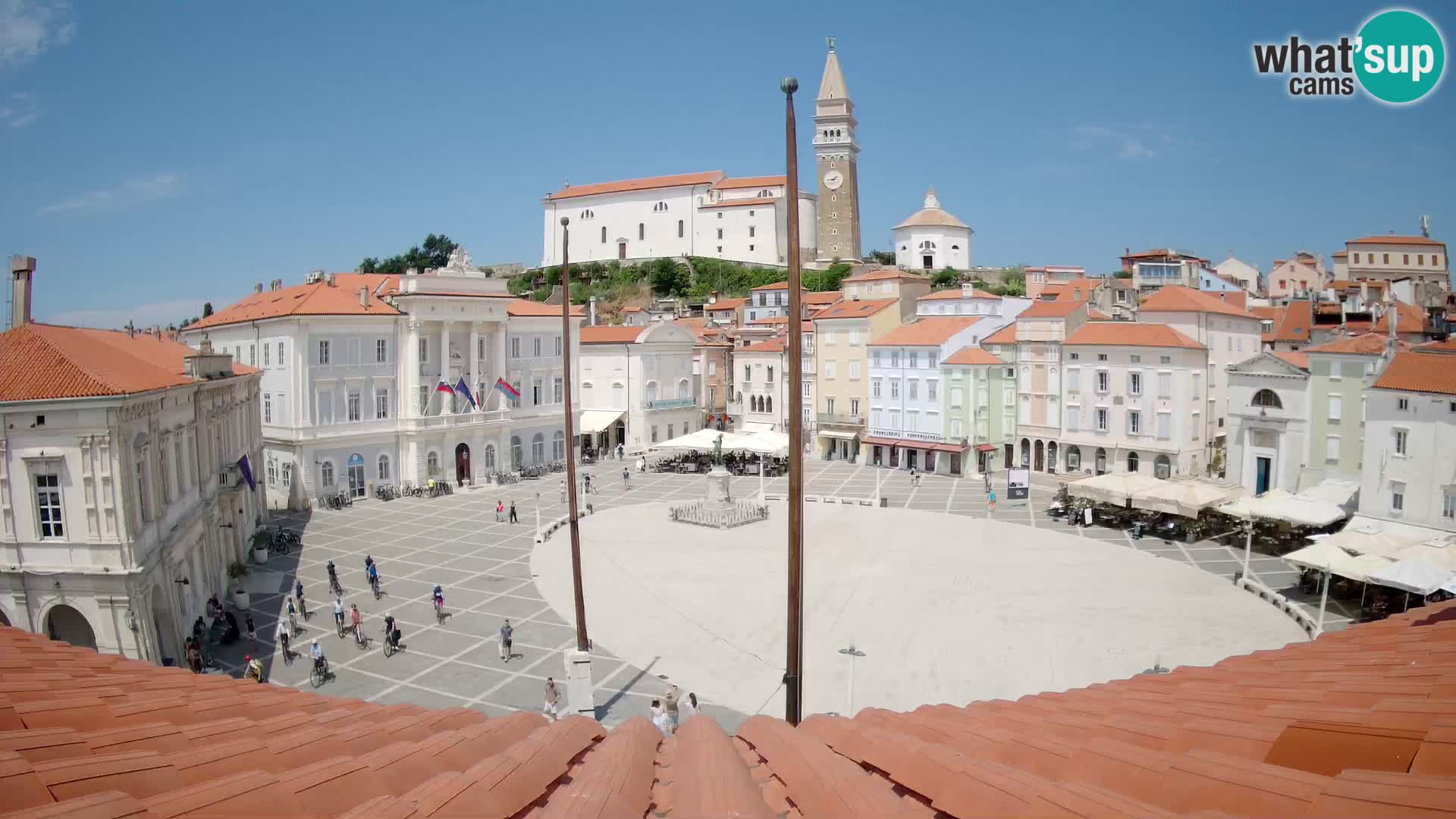 Webcam Piran Tartini square from “Mestna Kavarna”