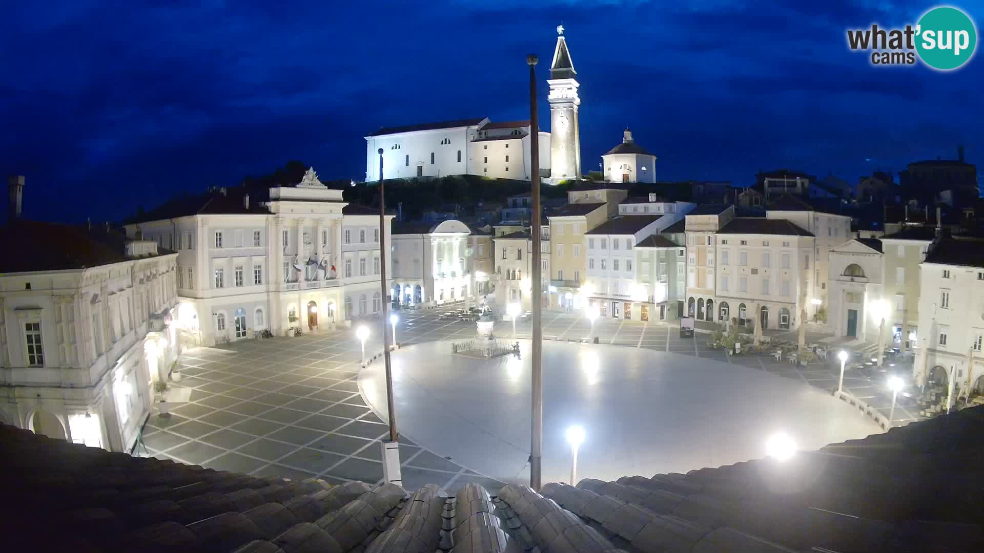 Webcam Piran Tartini square from “Mestna Kavarna”