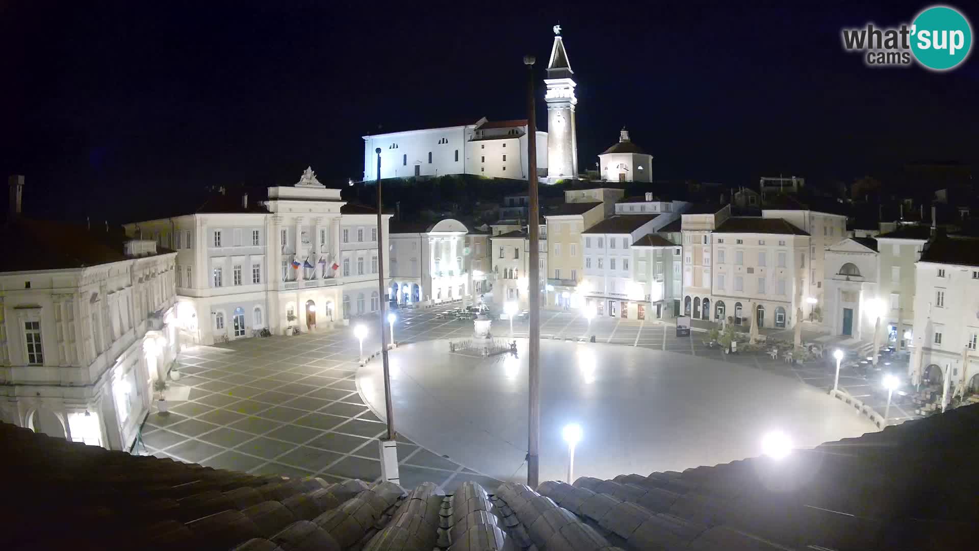 Webcam Piran Tartini square from “Mestna Kavarna”