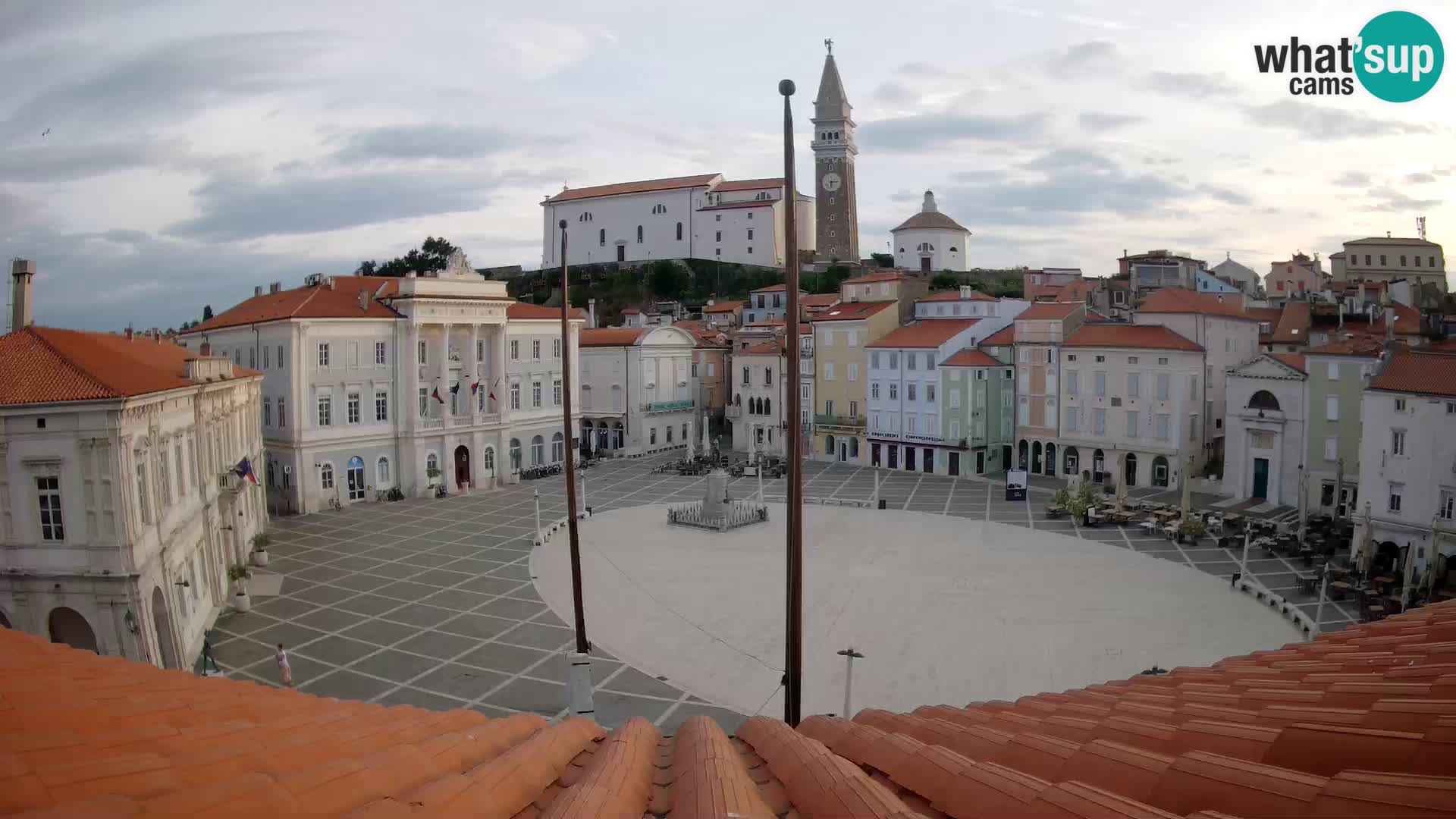 Webcam Piran Tartini square from “Mestna Kavarna”