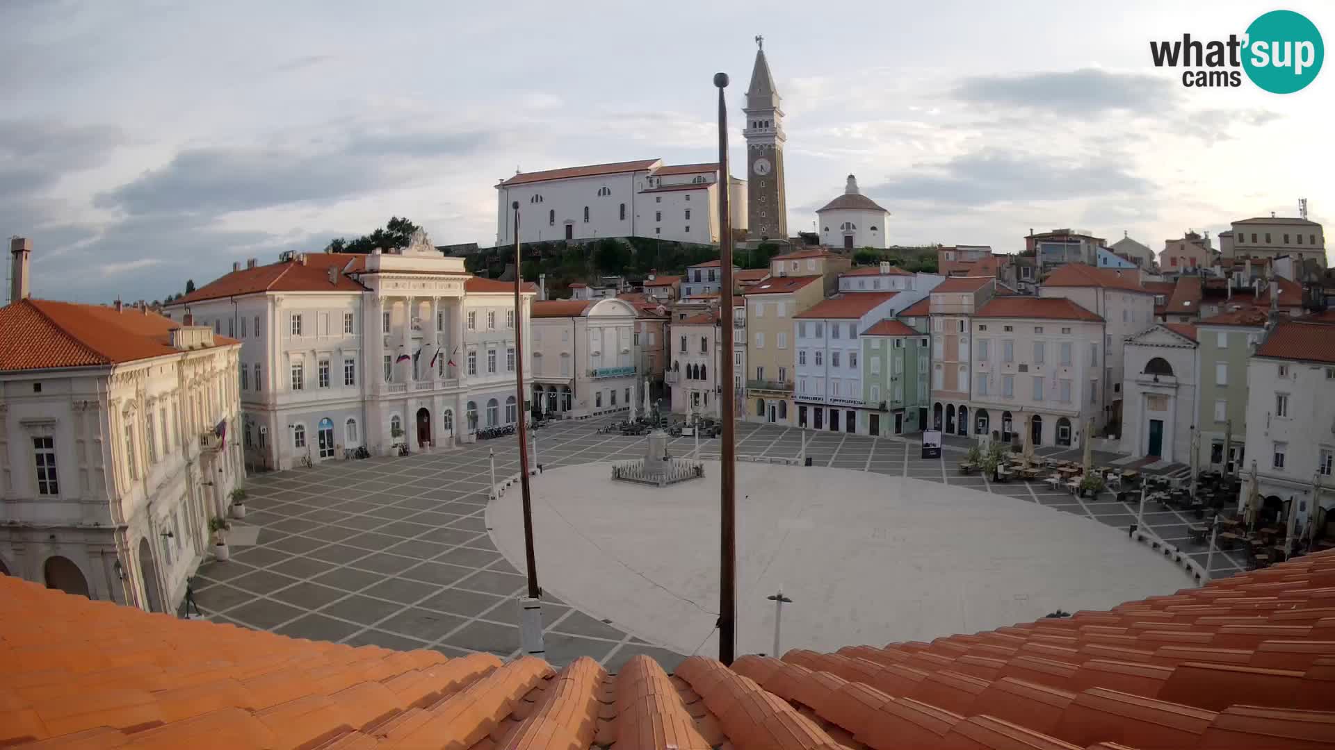 Webcam Piran Tartini square from “Mestna Kavarna”