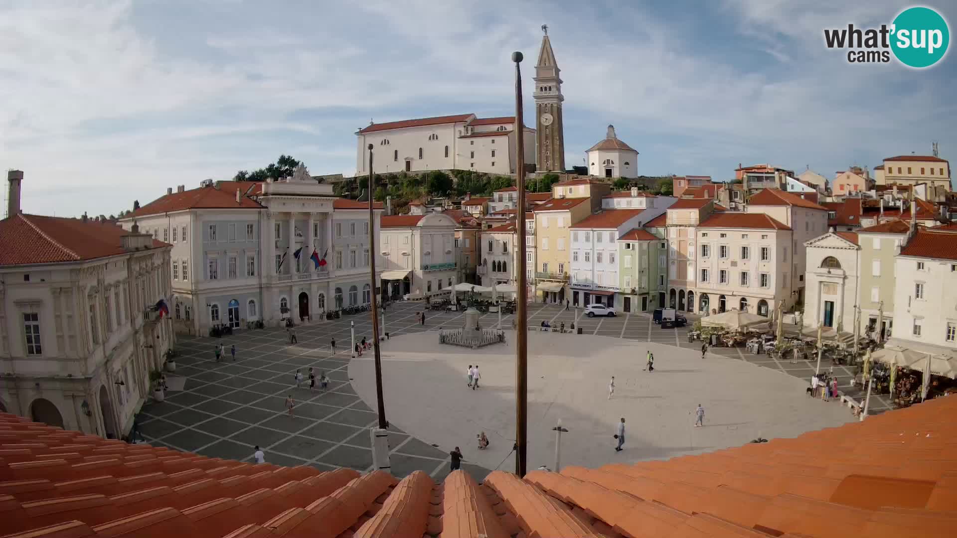 Webcam Piran Tartini square from “Mestna Kavarna”