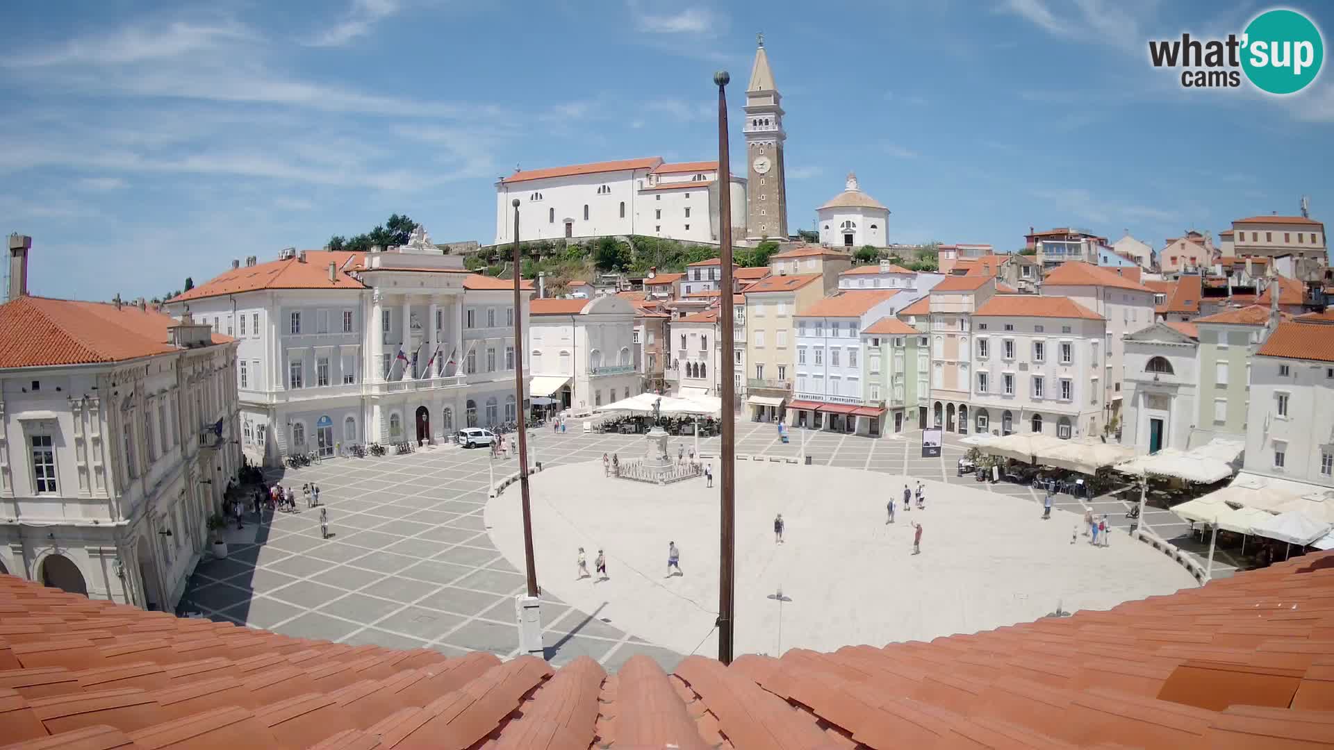 Webcam Piran Tartini square from “Mestna Kavarna”