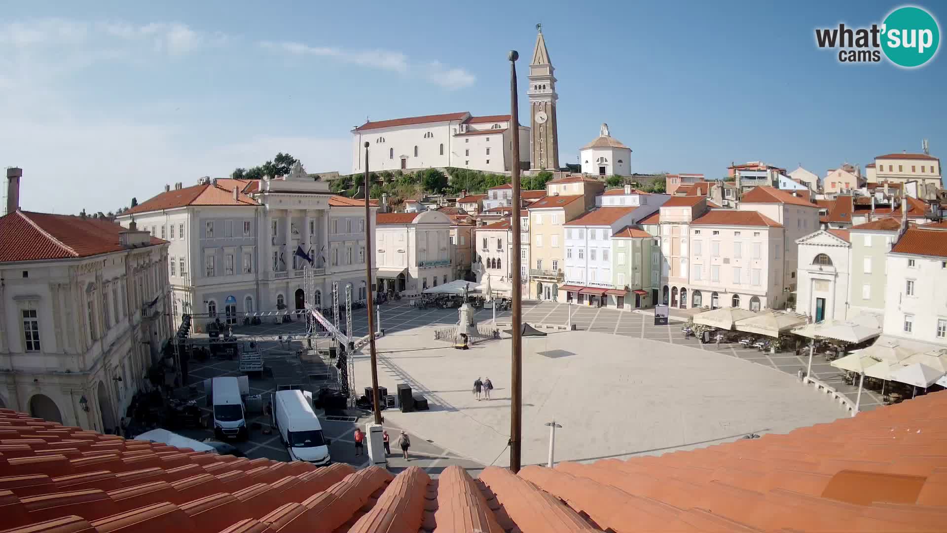 Webcam Piran Tartini square from “Mestna Kavarna”