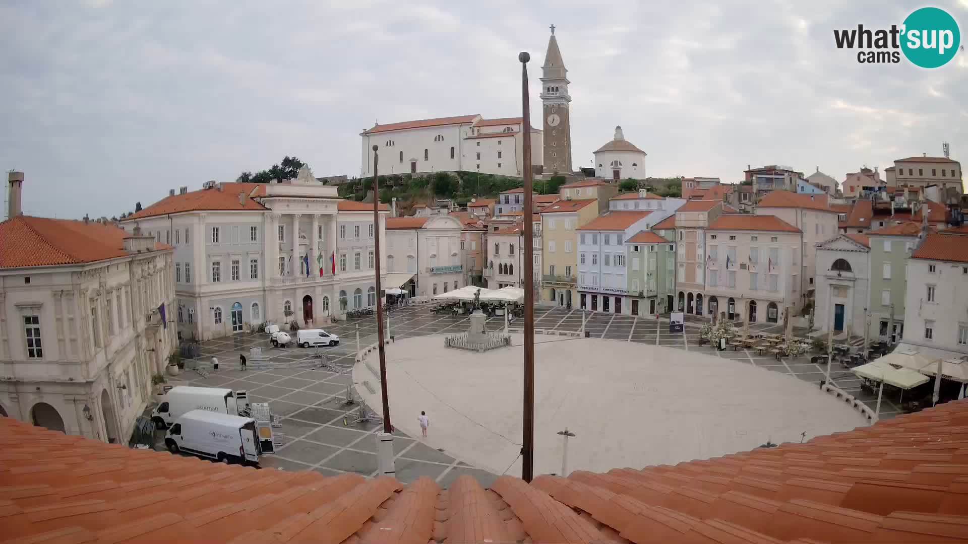 Webcam Piran Tartini square from “Mestna Kavarna”