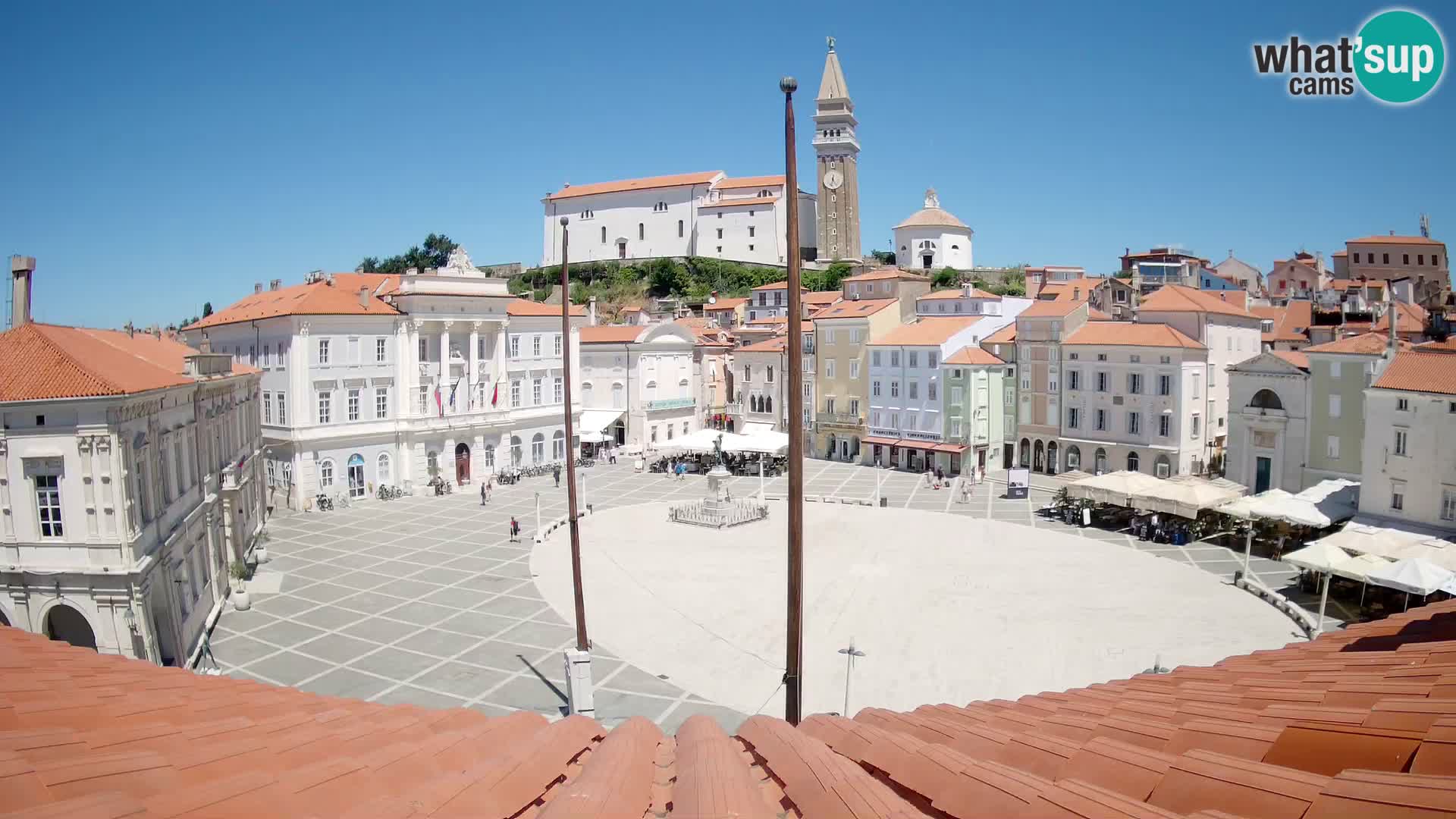 Webcam Piran Tartini square from “Mestna Kavarna”