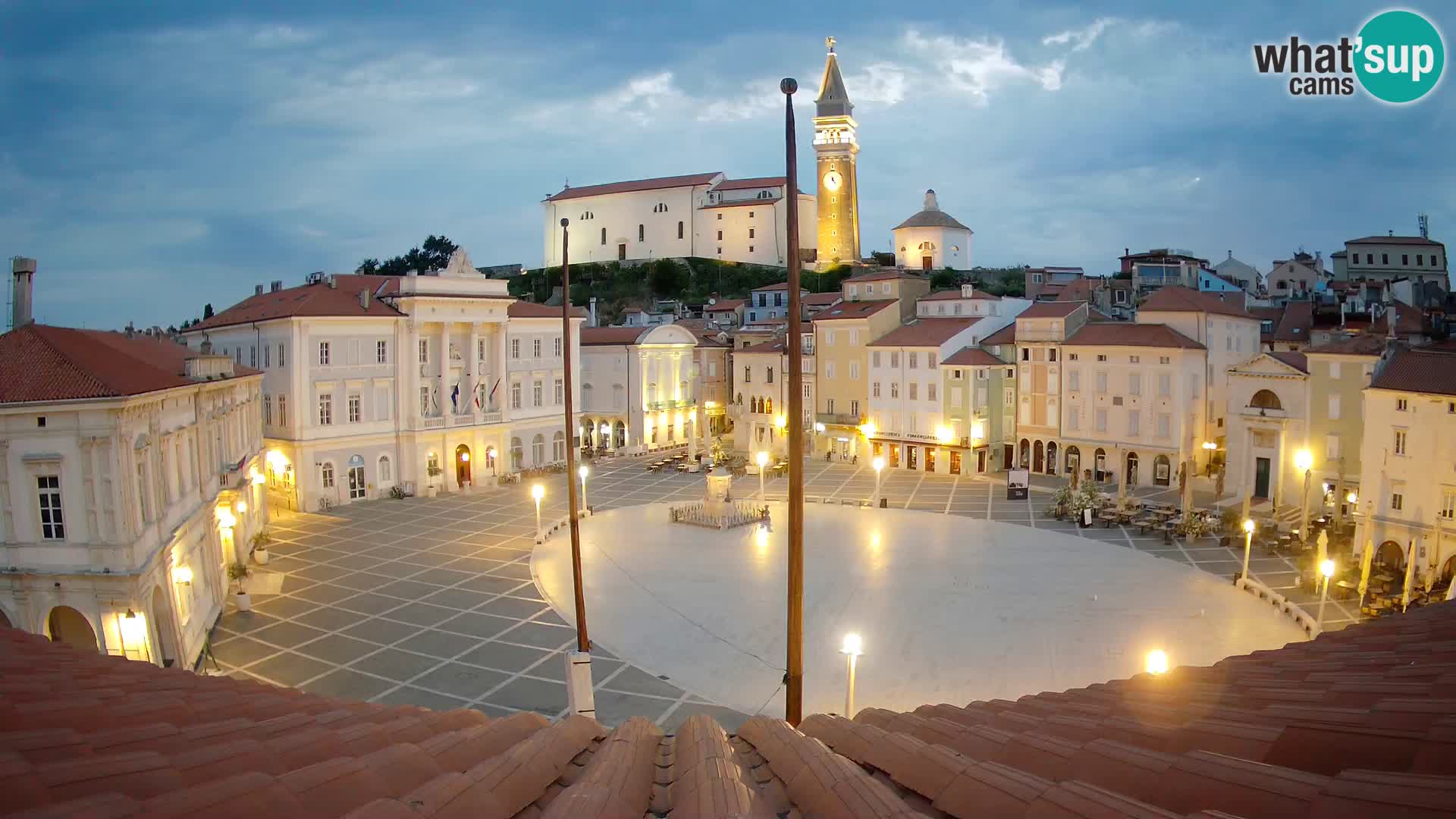 Webcam Piran Tartini square from “Mestna Kavarna”