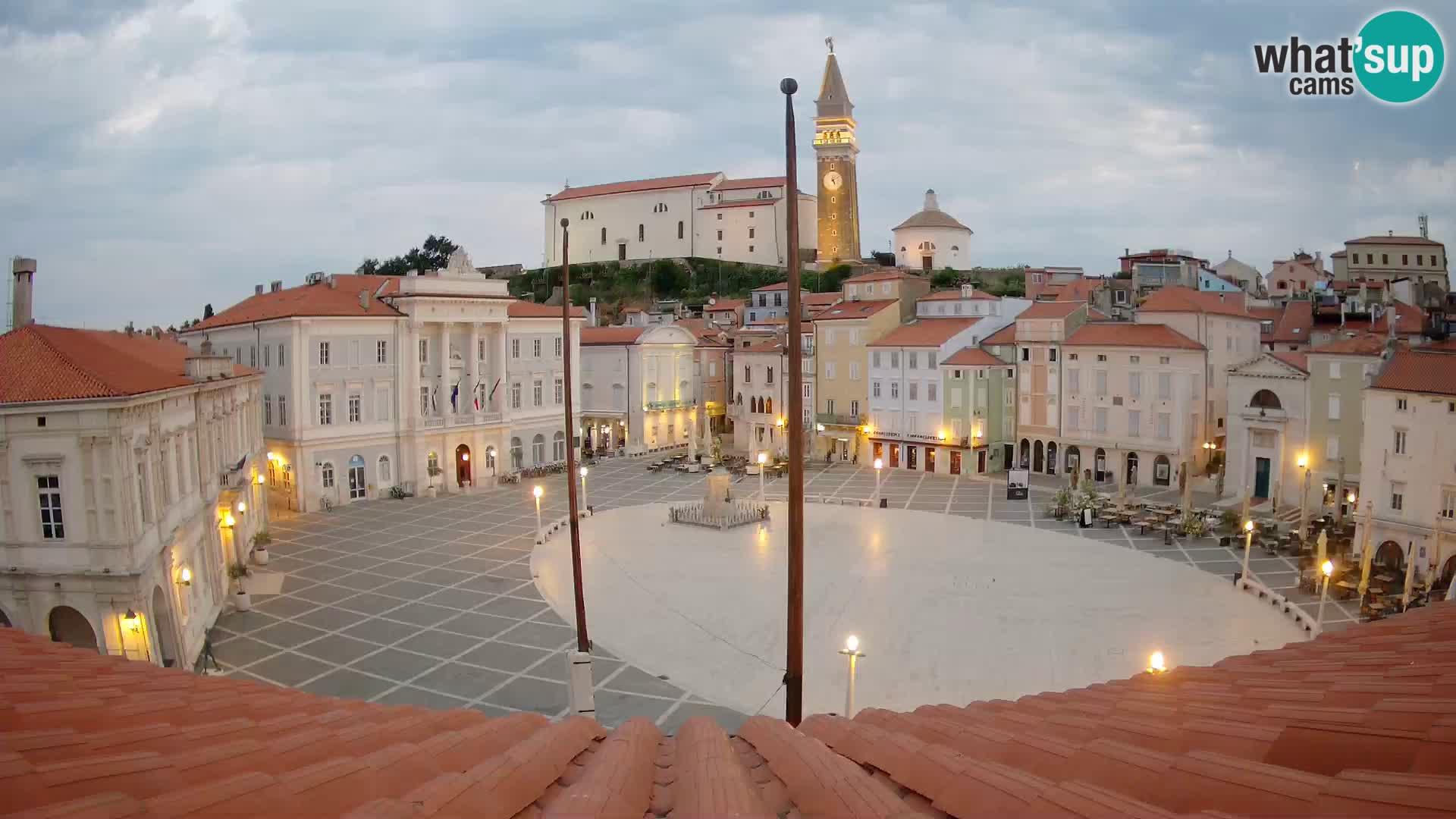 Webcam Piran Tartini square from “Mestna Kavarna”