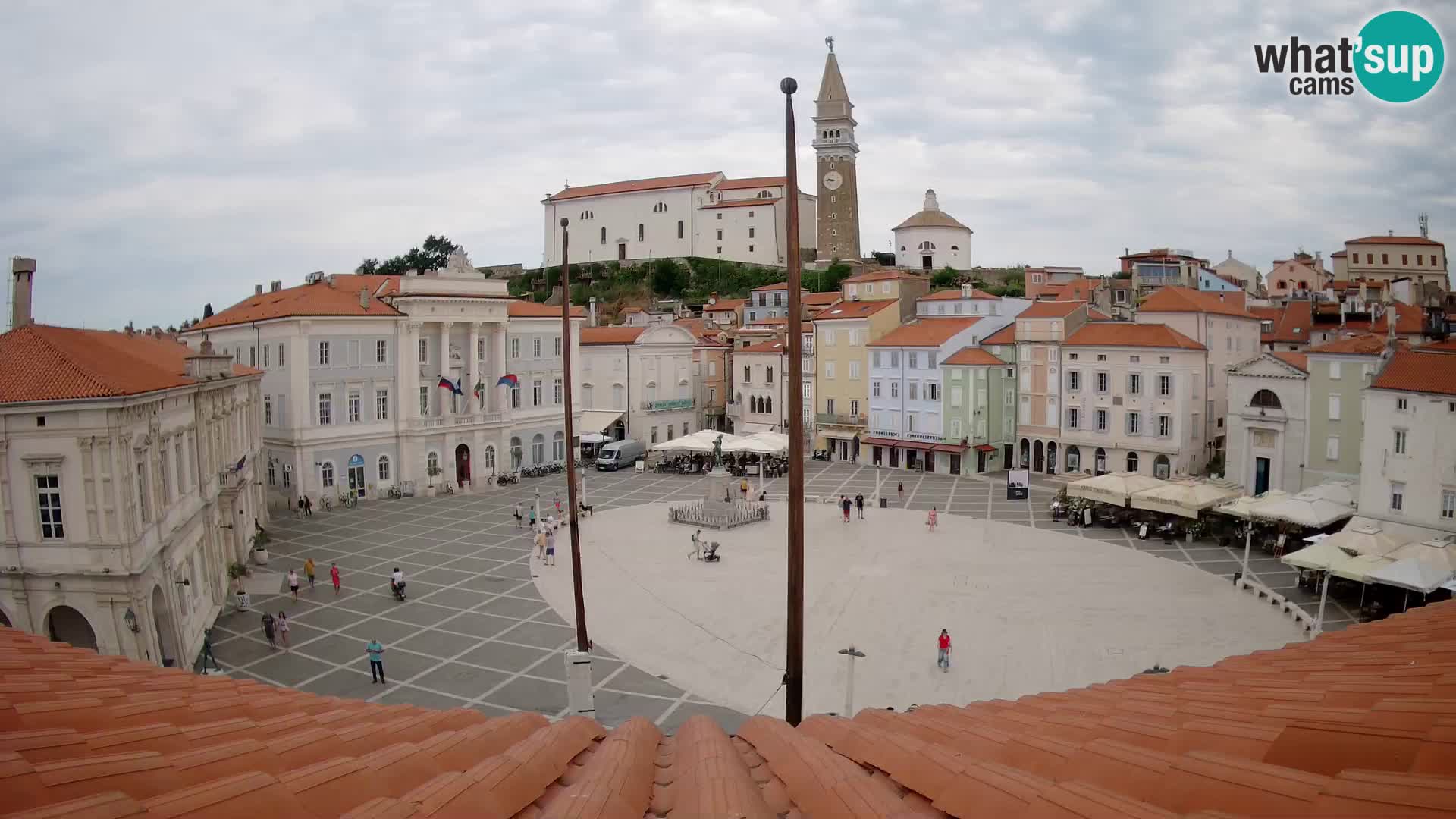 Webcam Piran Tartini square from “Mestna Kavarna”