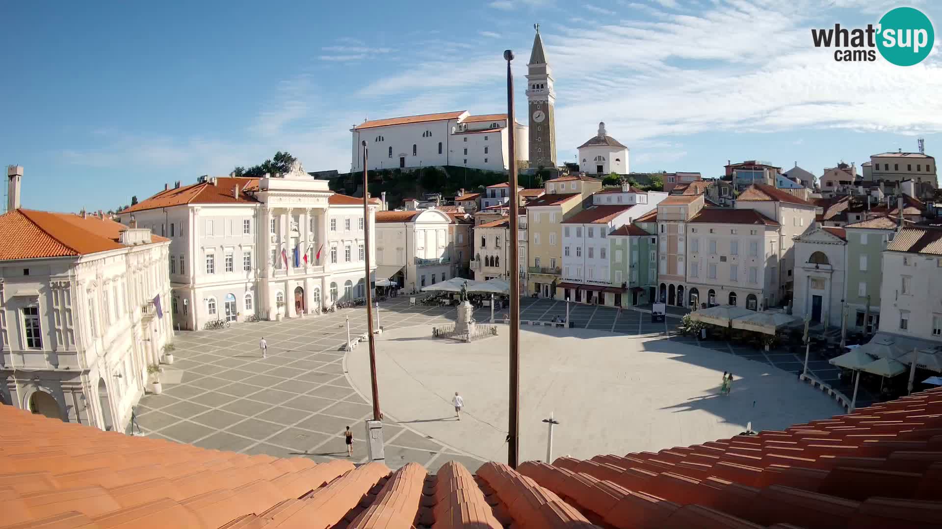 Webcam Piran Tartini square from “Mestna Kavarna”