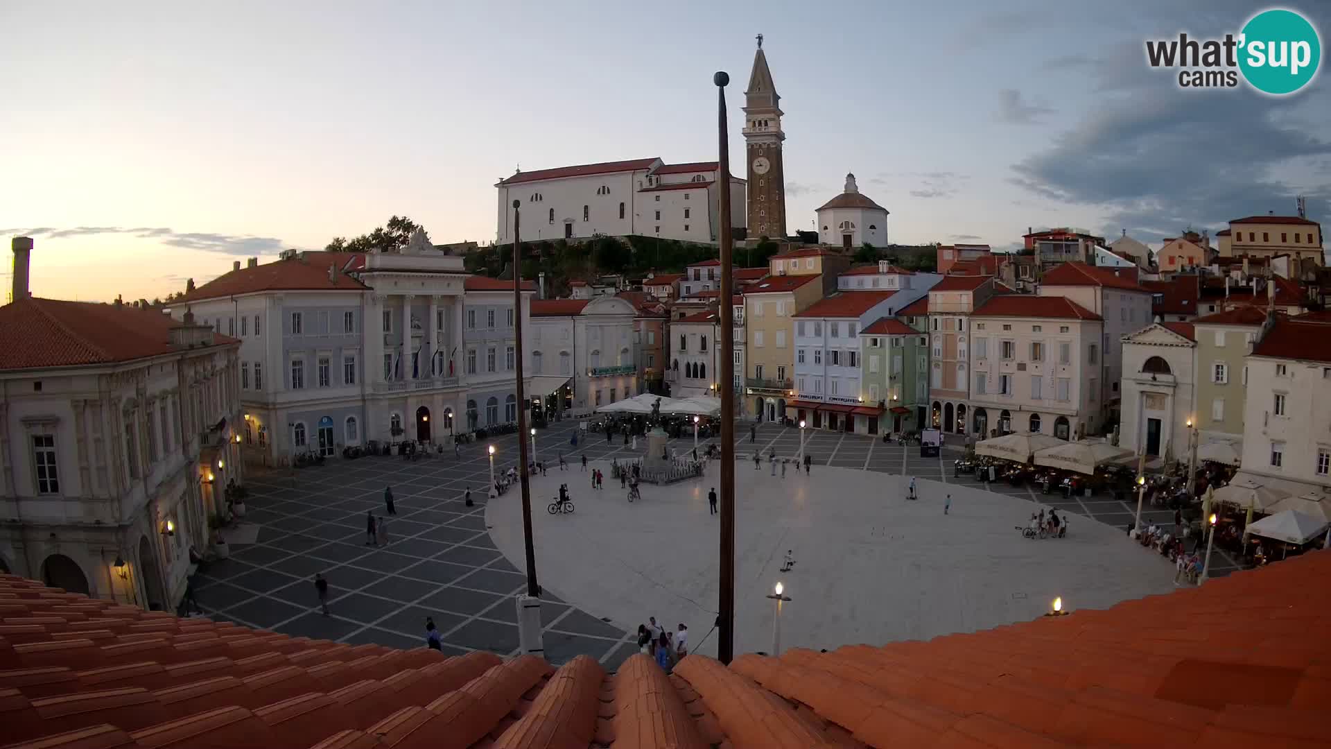 Webcam Piran Tartini square from “Mestna Kavarna”
