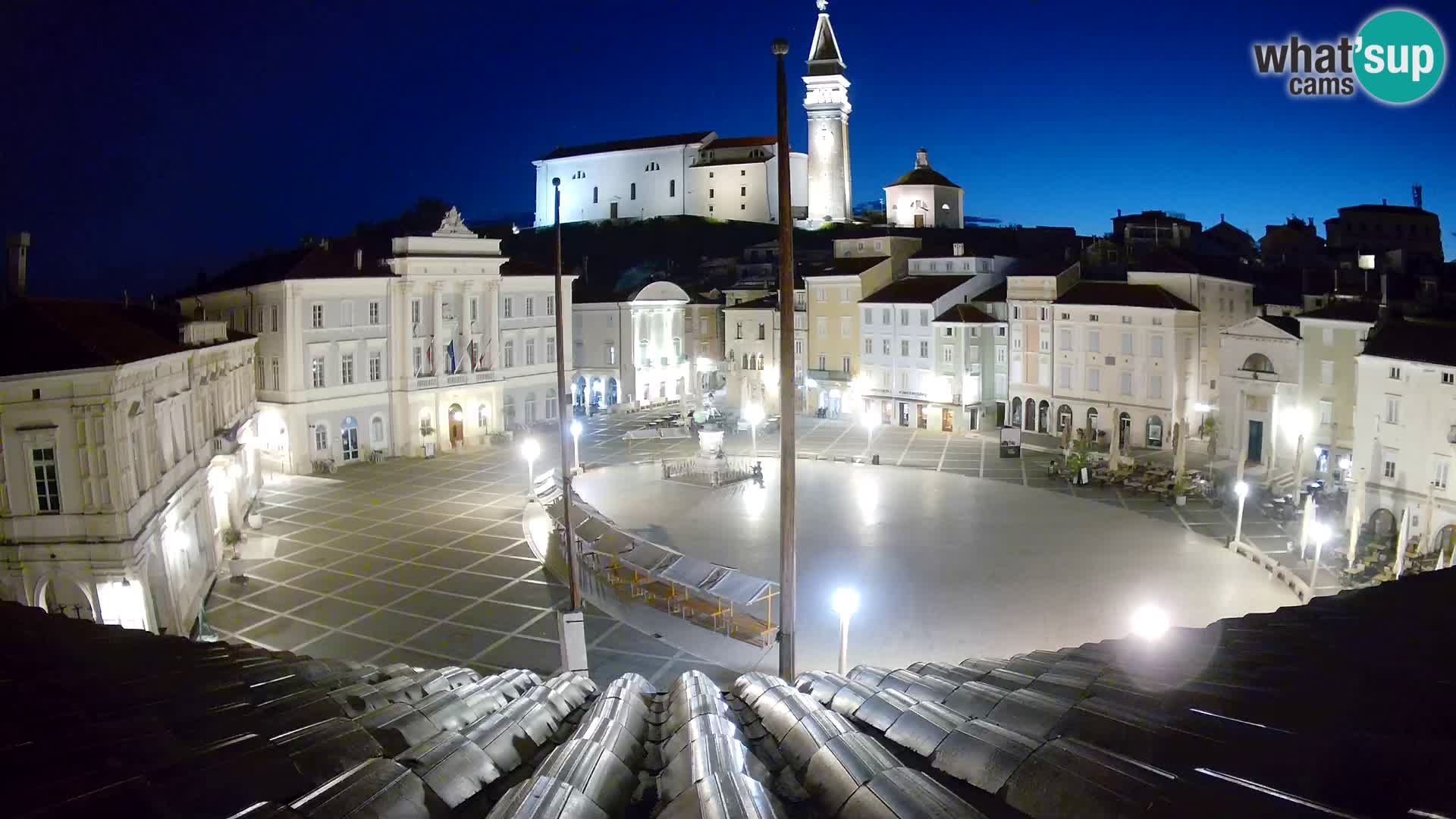 Webcam Piran Tartini square from “Mestna Kavarna”