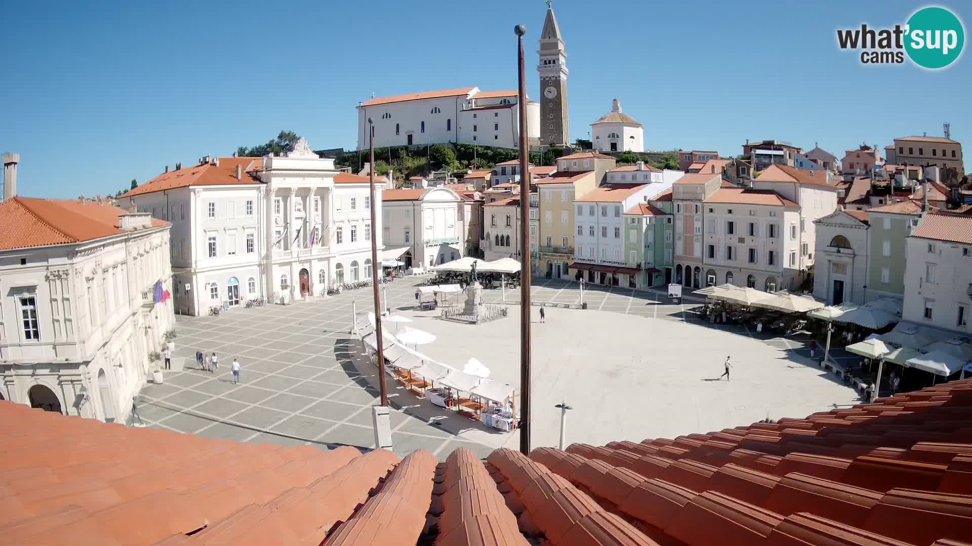 Webcam Piran Tartini square from “Mestna Kavarna”