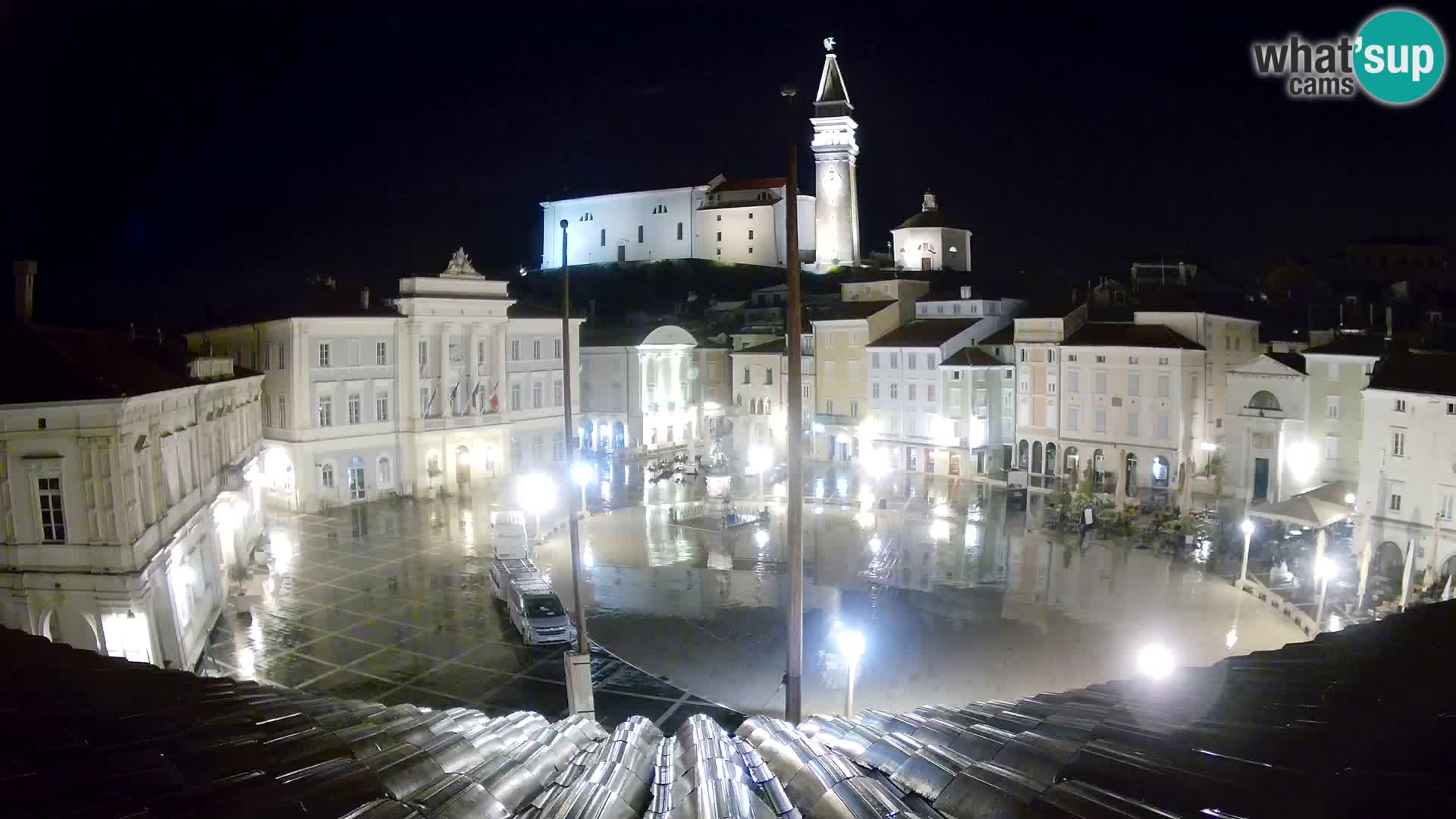 Webcam Piran Tartini square from “Mestna Kavarna”