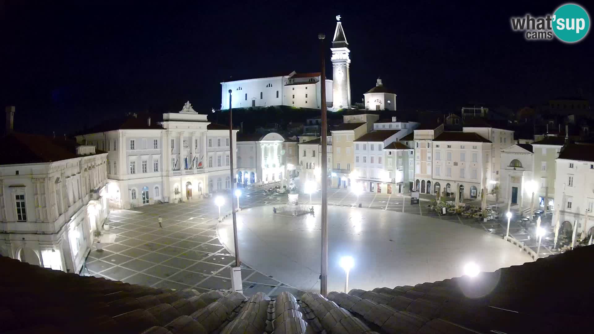 Webcam Piran Tartini square from “Mestna Kavarna”