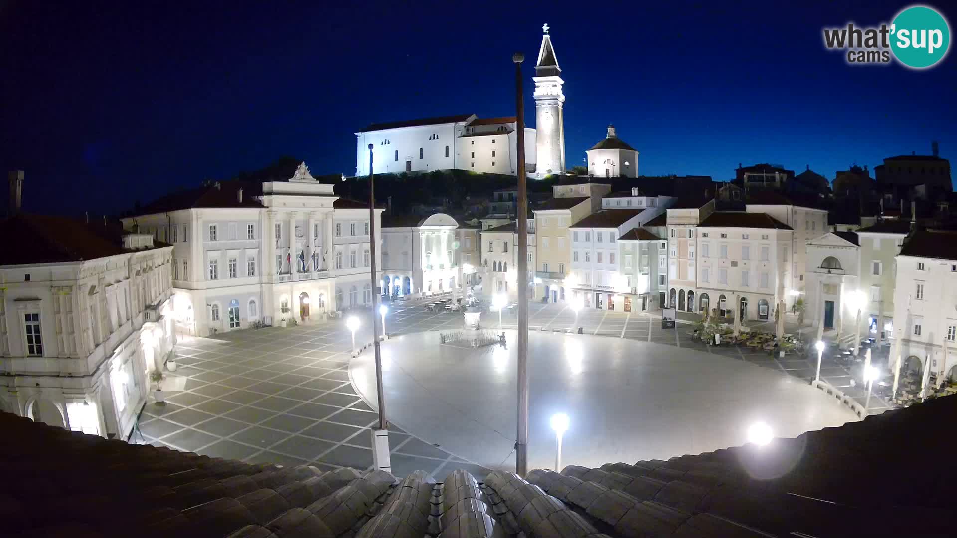 Webcam Piran Tartini square from “Mestna Kavarna”
