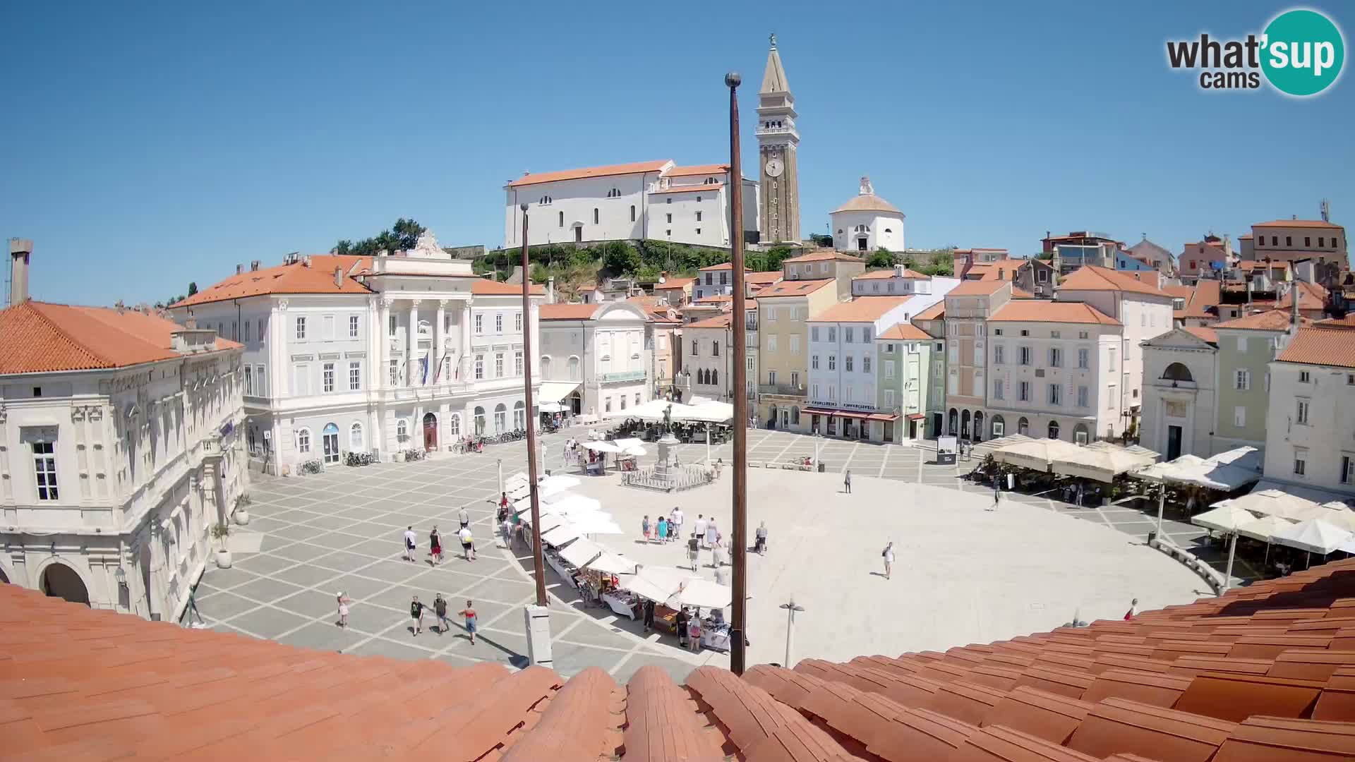 Webcam Piran Tartini square from “Mestna Kavarna”