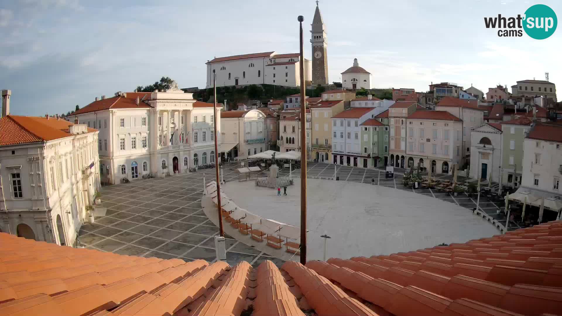 Webcam Piran Tartini square from “Mestna Kavarna”