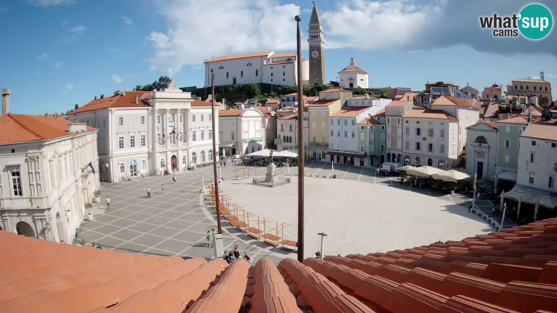 Webcam Piran Tartini square from “Mestna Kavarna”