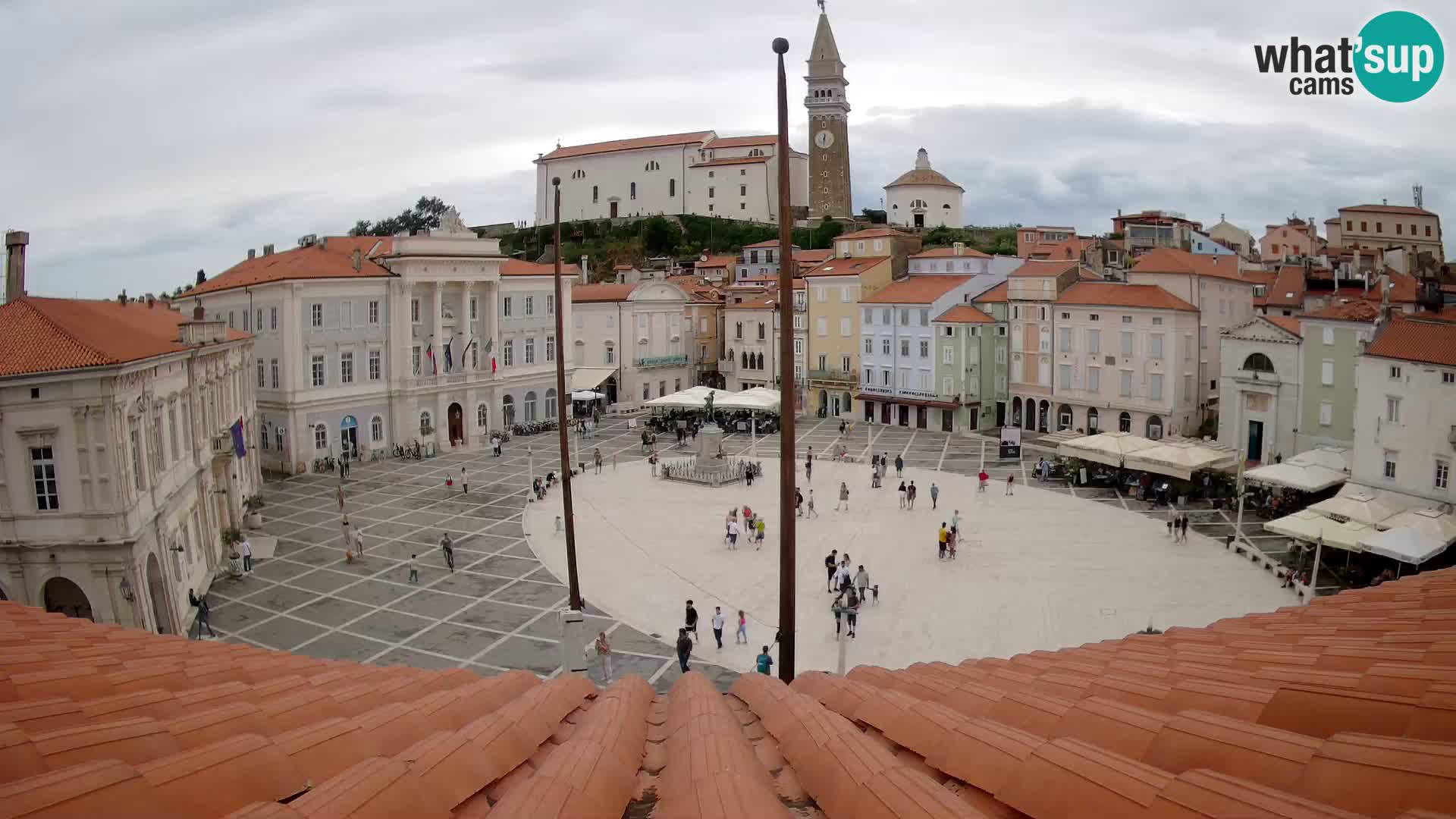 Webcam Piran Tartini square from “Mestna Kavarna”
