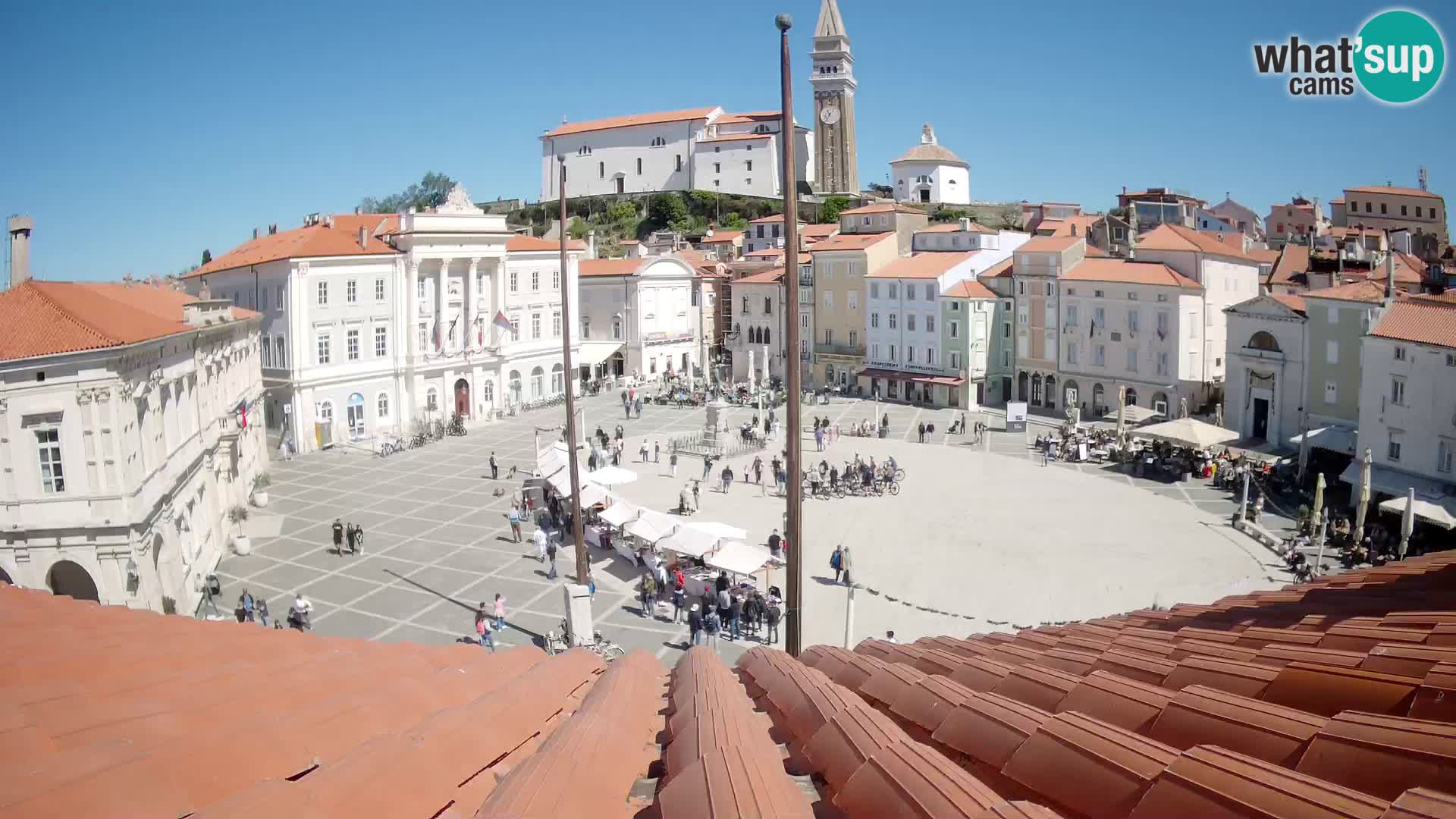 Spletna kamera Piran – trg Tartini z “Mestne Kavarne”