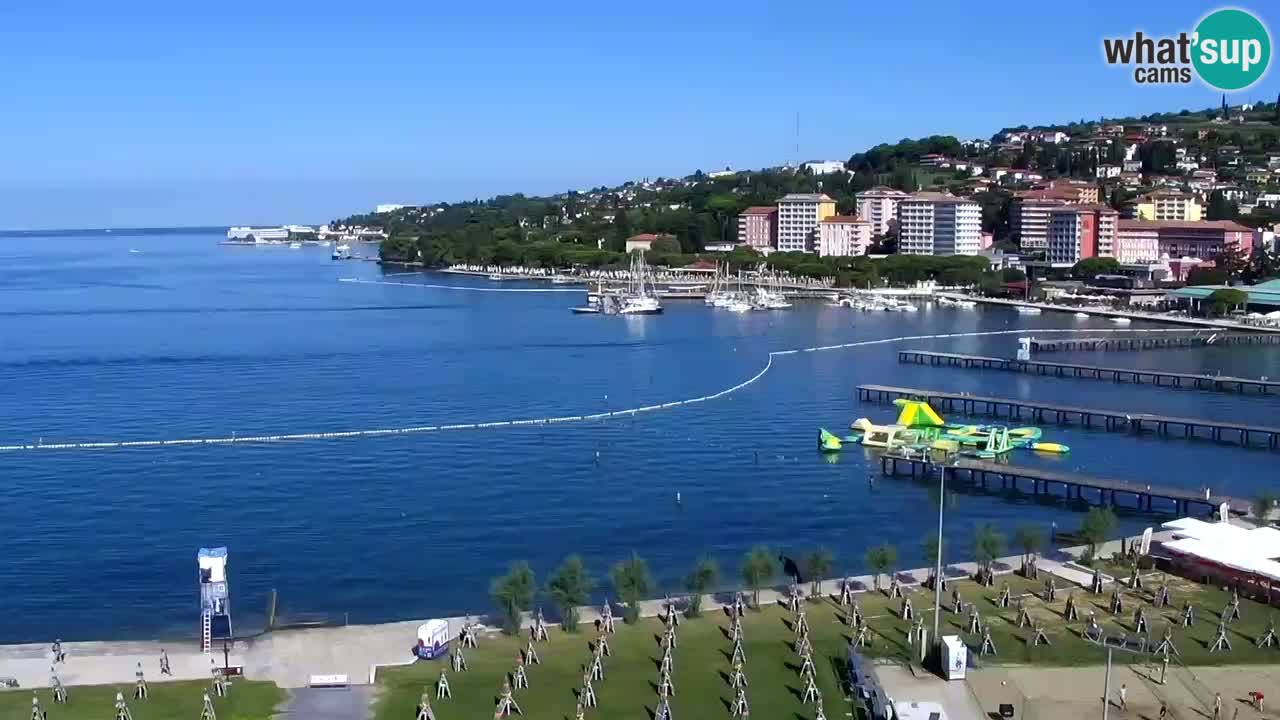 Spletna kamera Portorož plaža – Pogled z restavracije Bungalow