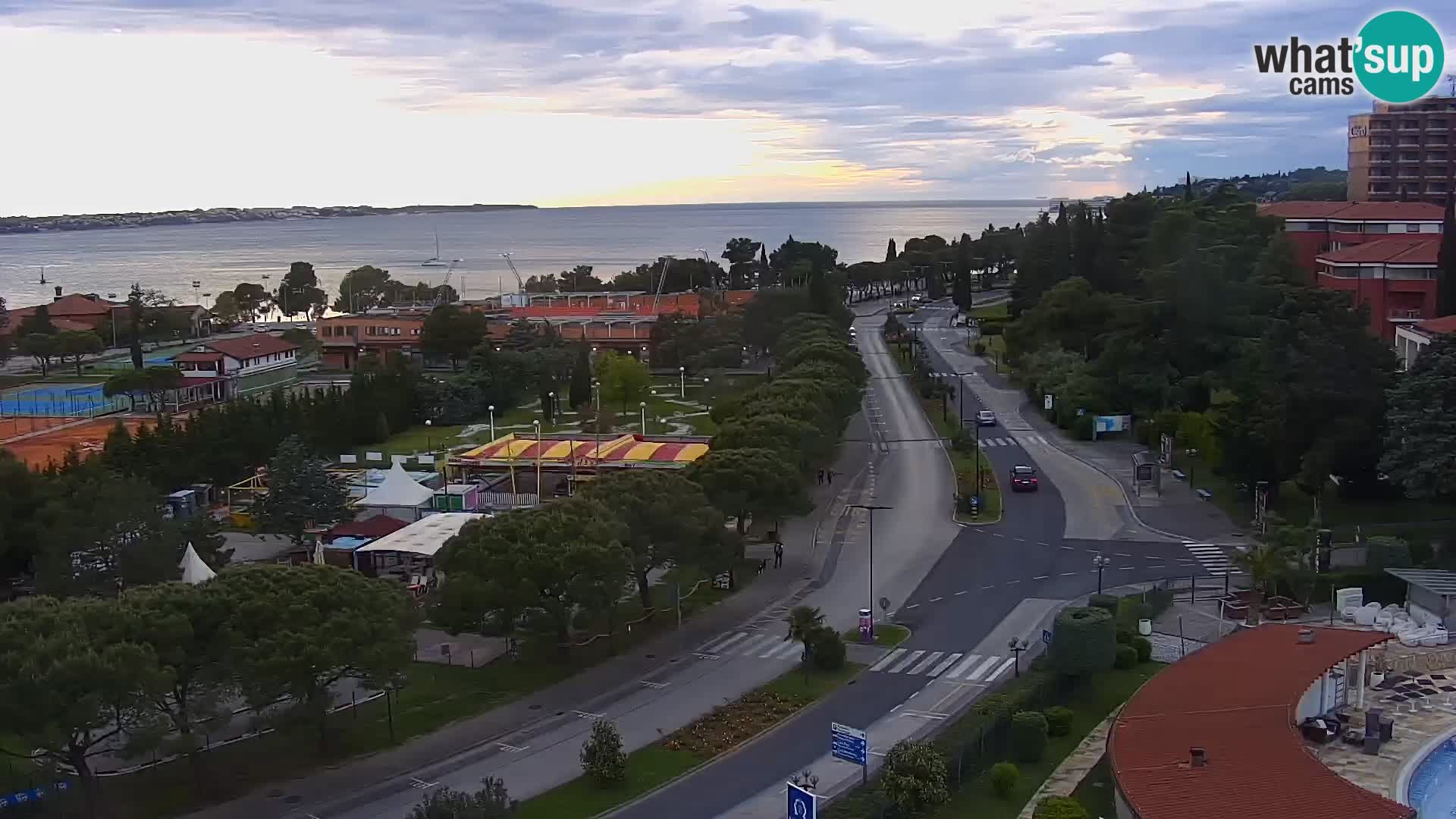 Portorož Webcam – Blick auf den Yachthafen und die Tennisplätze