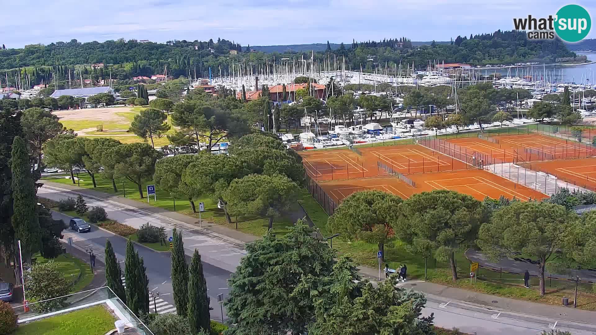 Portorož Webcam – Blick auf den Yachthafen und die Tennisplätze